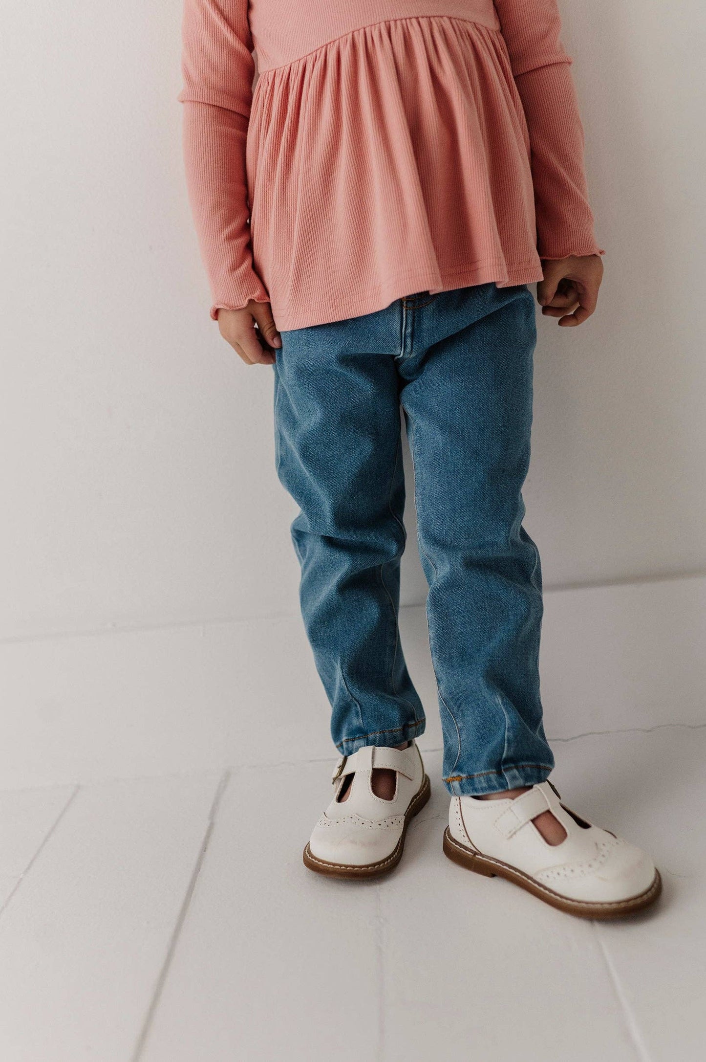 Babysprouts Girl's Paperbag Denim Pants: Mid Blue Wash