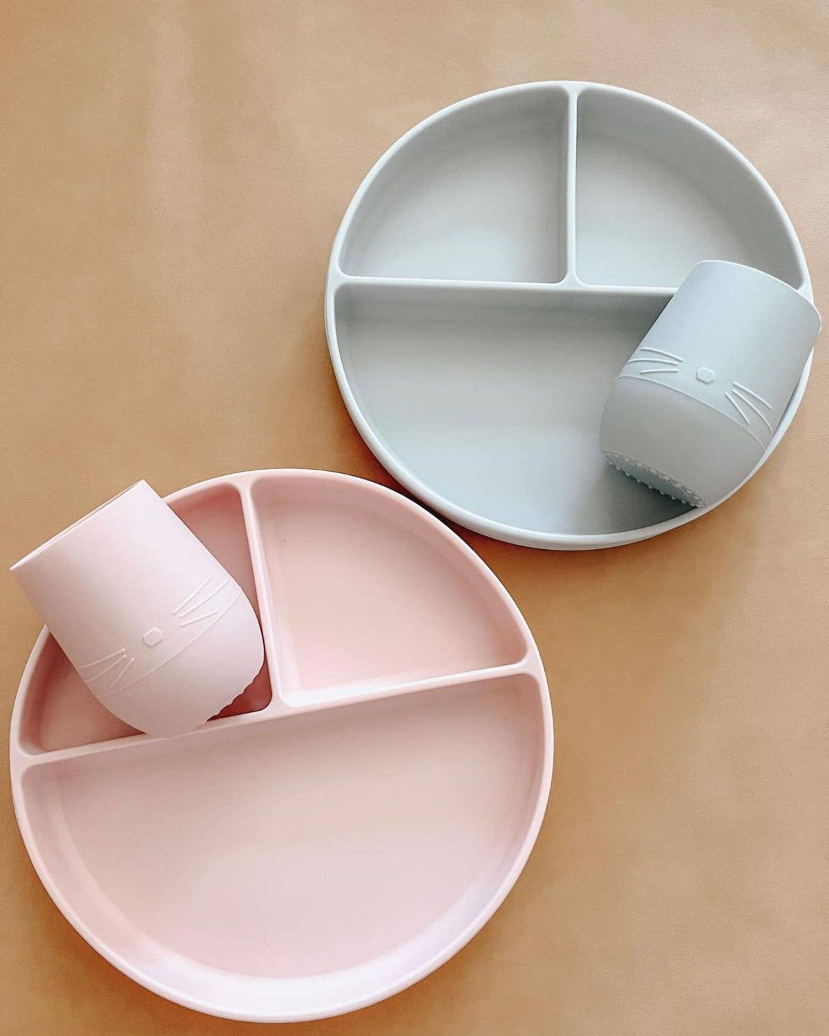 Baby Plate with Suction and  Divided Portions (Pink)