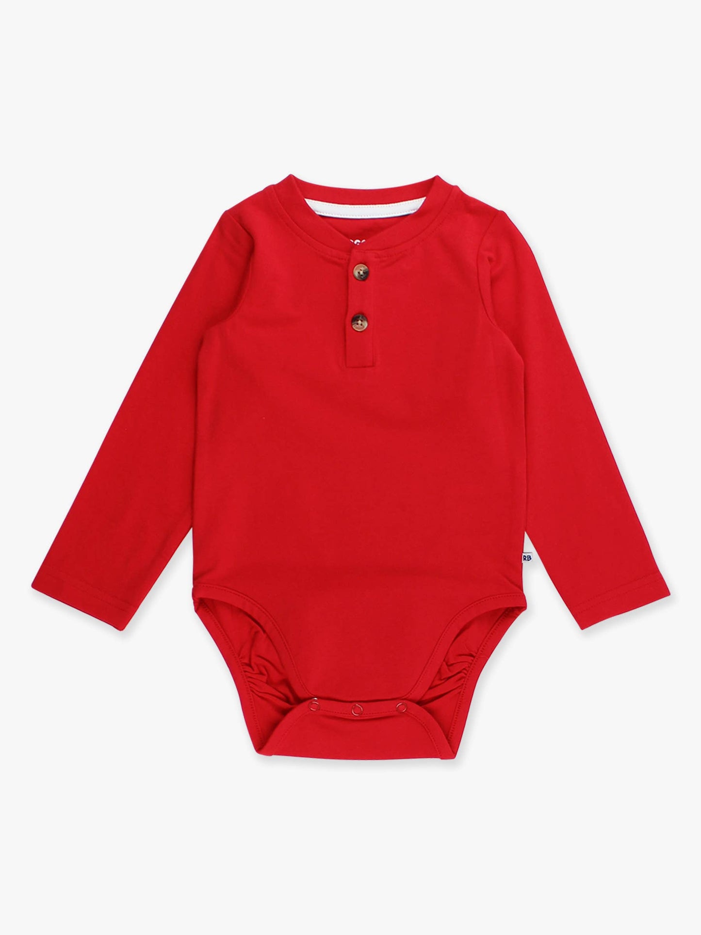 Baby Boys Red Knit Long Sleeve 2-Button Henley Bodysuit: Red