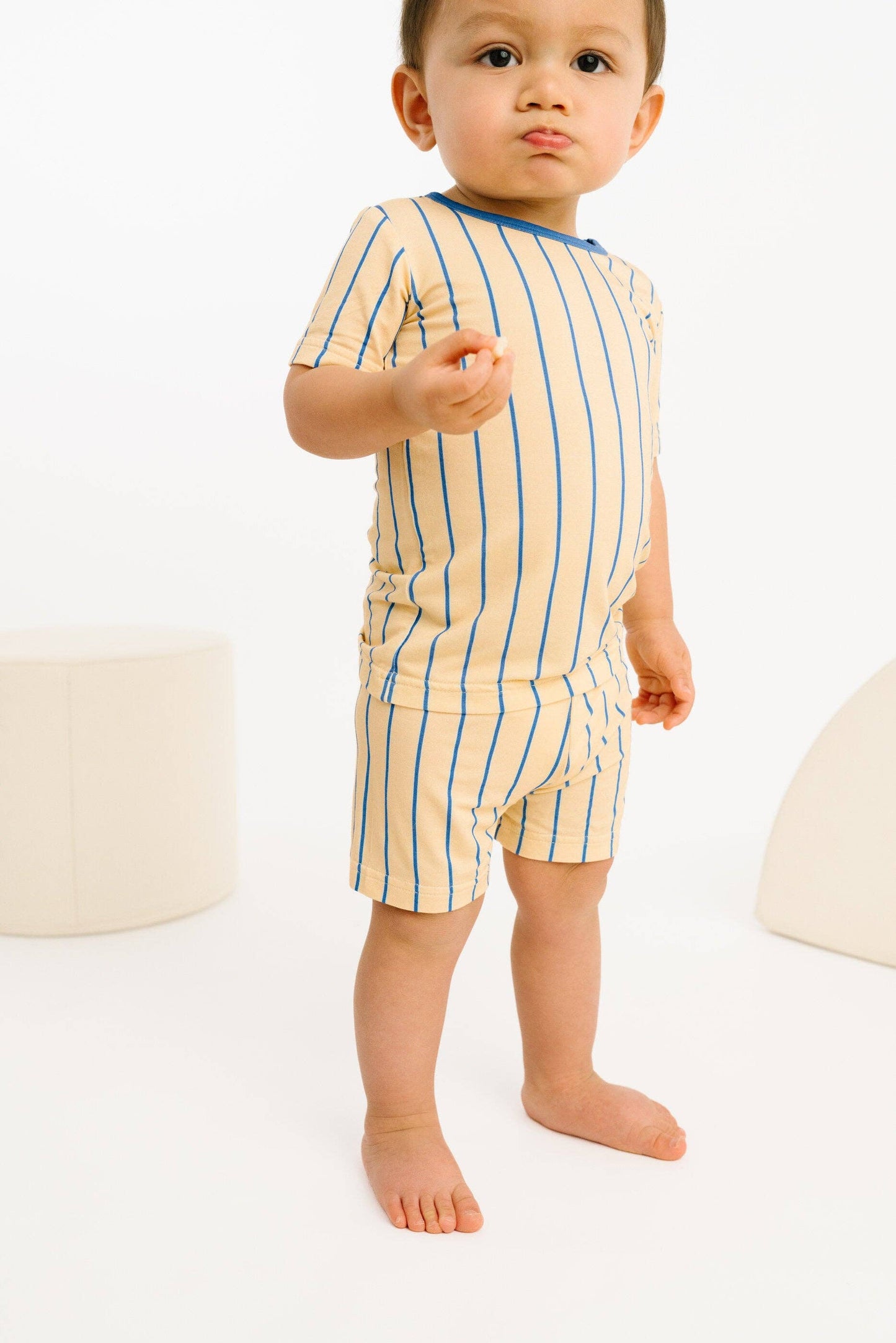 Vintage Stripe Bamboo Shorts Set: 6/7