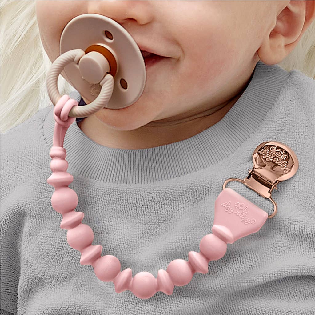 Itzy Paci Strap™ Silicone One-Piece Pacifier Clips: Blue Beaded