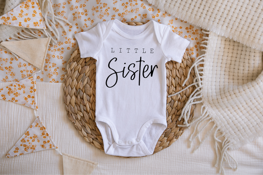 Little Sister Pregnancy & Gender Reveal Onesie: 3-6 MONTHS