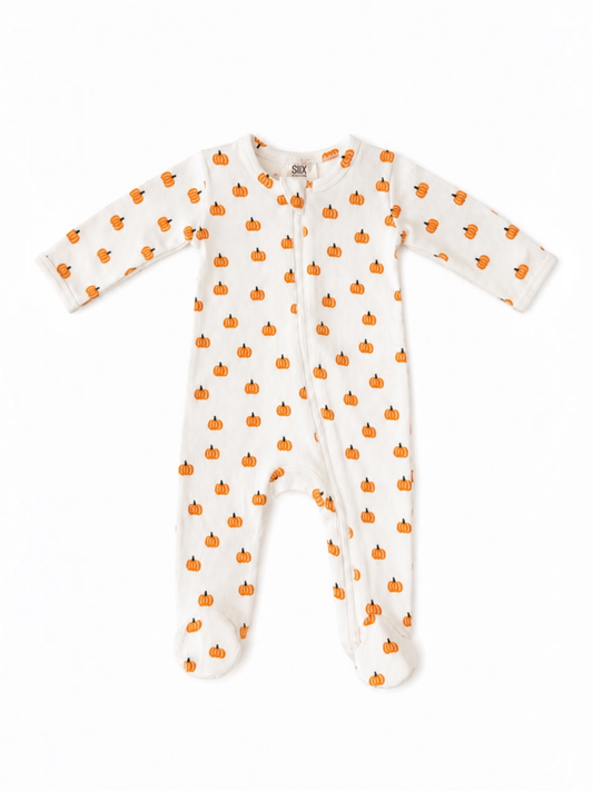 Pumpkin / Organic Pointelle 2-Way Zip Footie