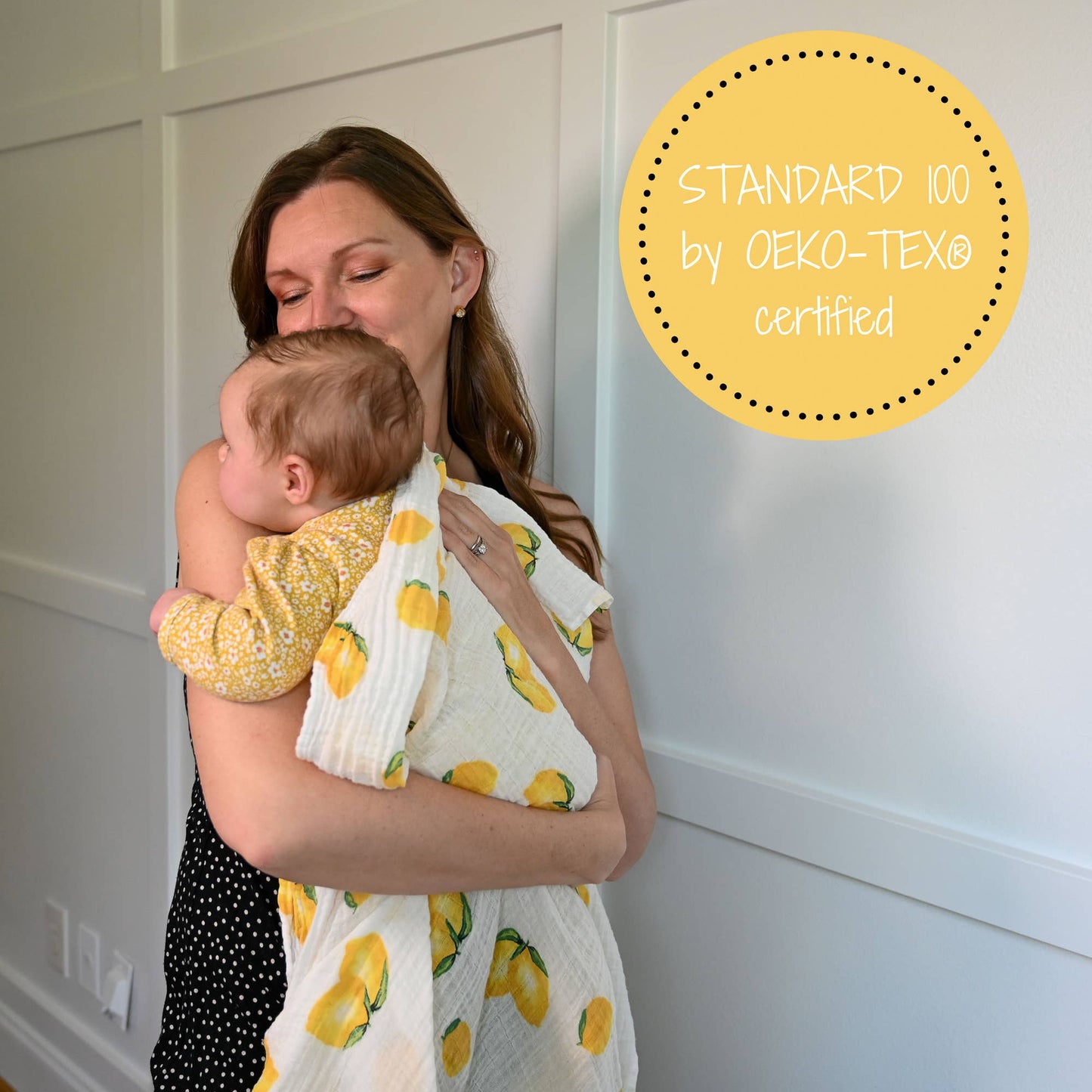 Baby Muslin Swaddle Blanket 47x47 Lemons