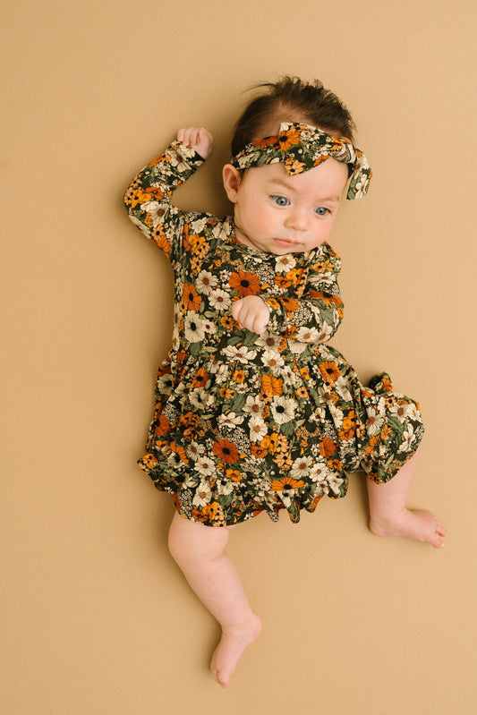 Rustic Blooms Long Sleeve Bodysuit Bamboo Dress