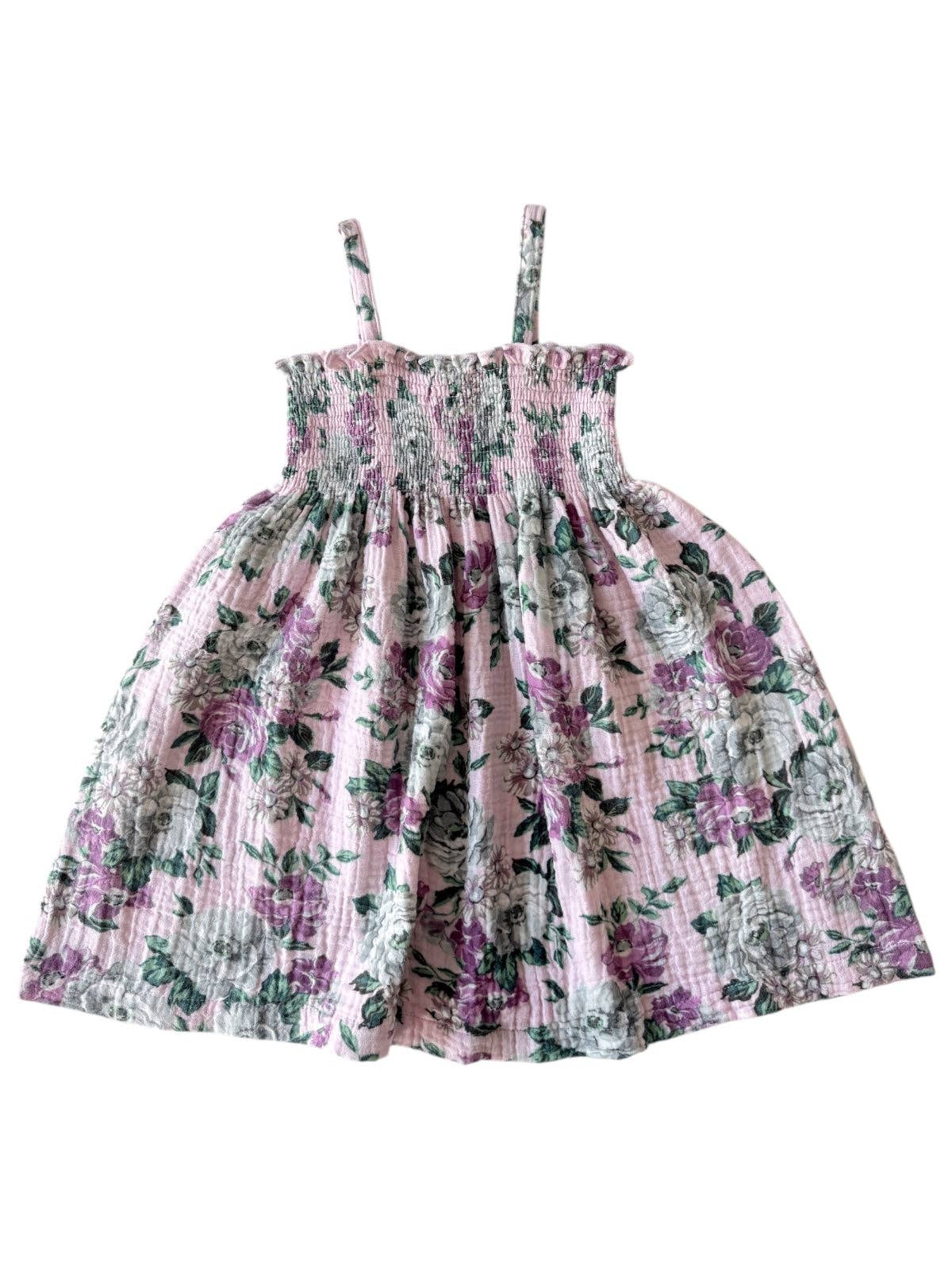 Muslin Smocked Tube Dress, Blissful Blossoms: 2 yr.