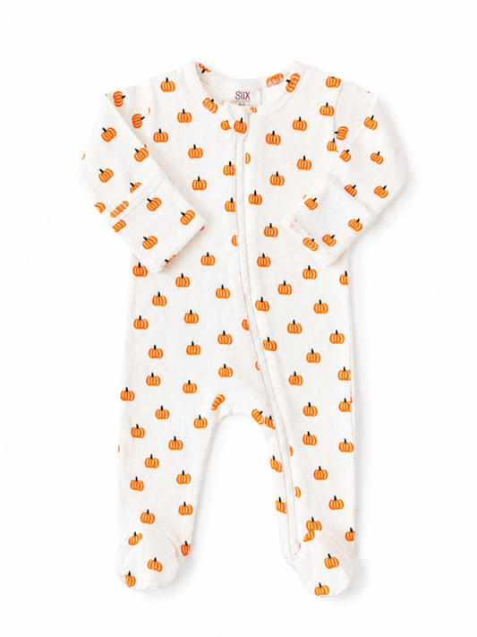 Pumpkin / Organic Pointelle 2-Way Zip Footie