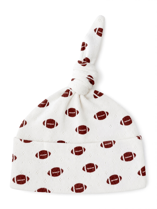Football / Organic Pointelle Beanie: 0 - 3 mo.