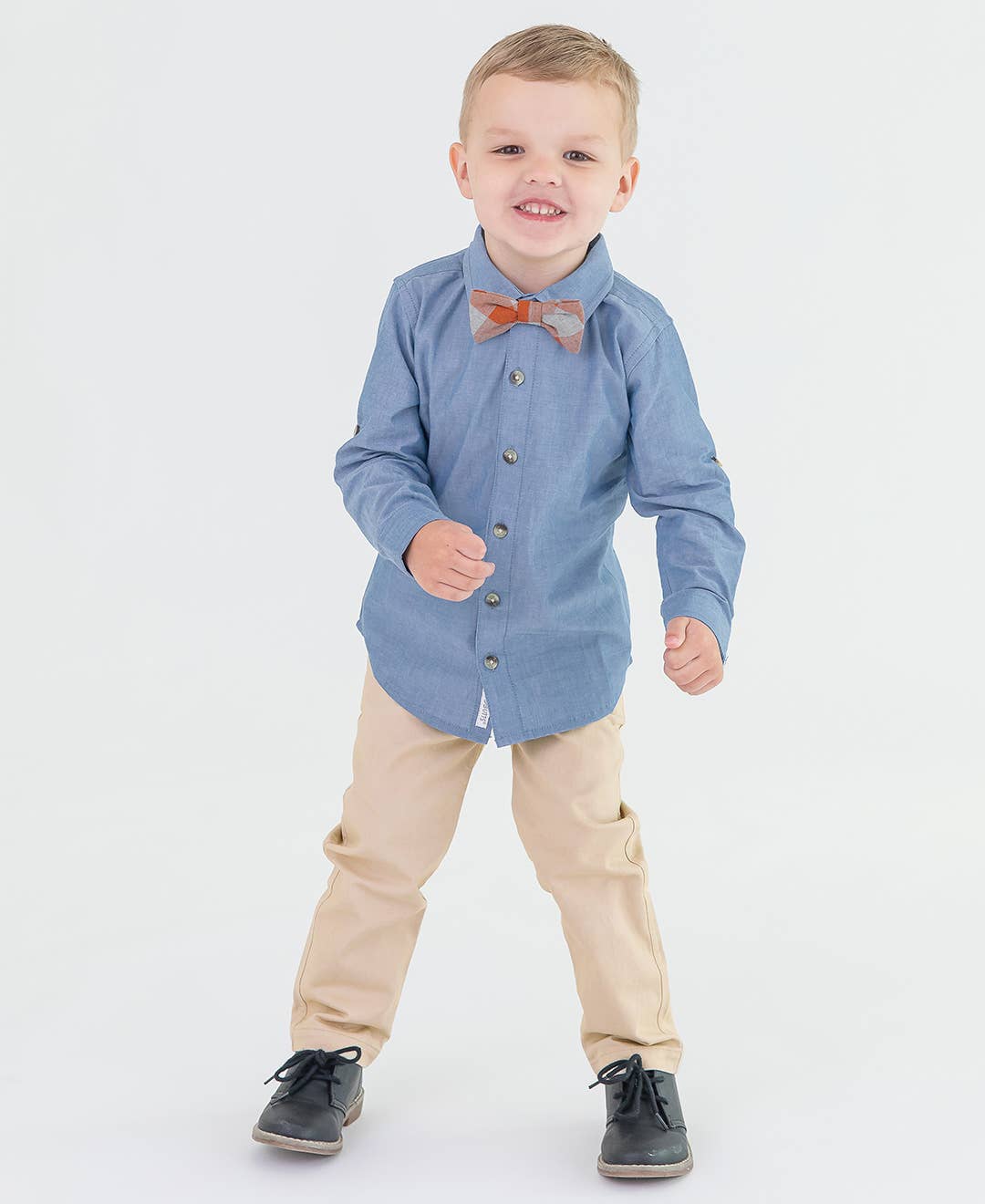 Boys Khaki Stretch Chino Pants: Off-White / 12-18m