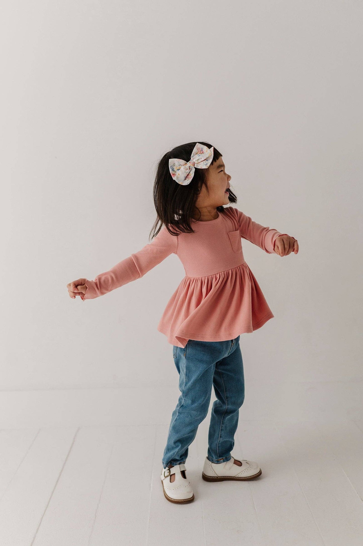 Babysprouts Girl's Paperbag Denim Pants: Mid Blue Wash