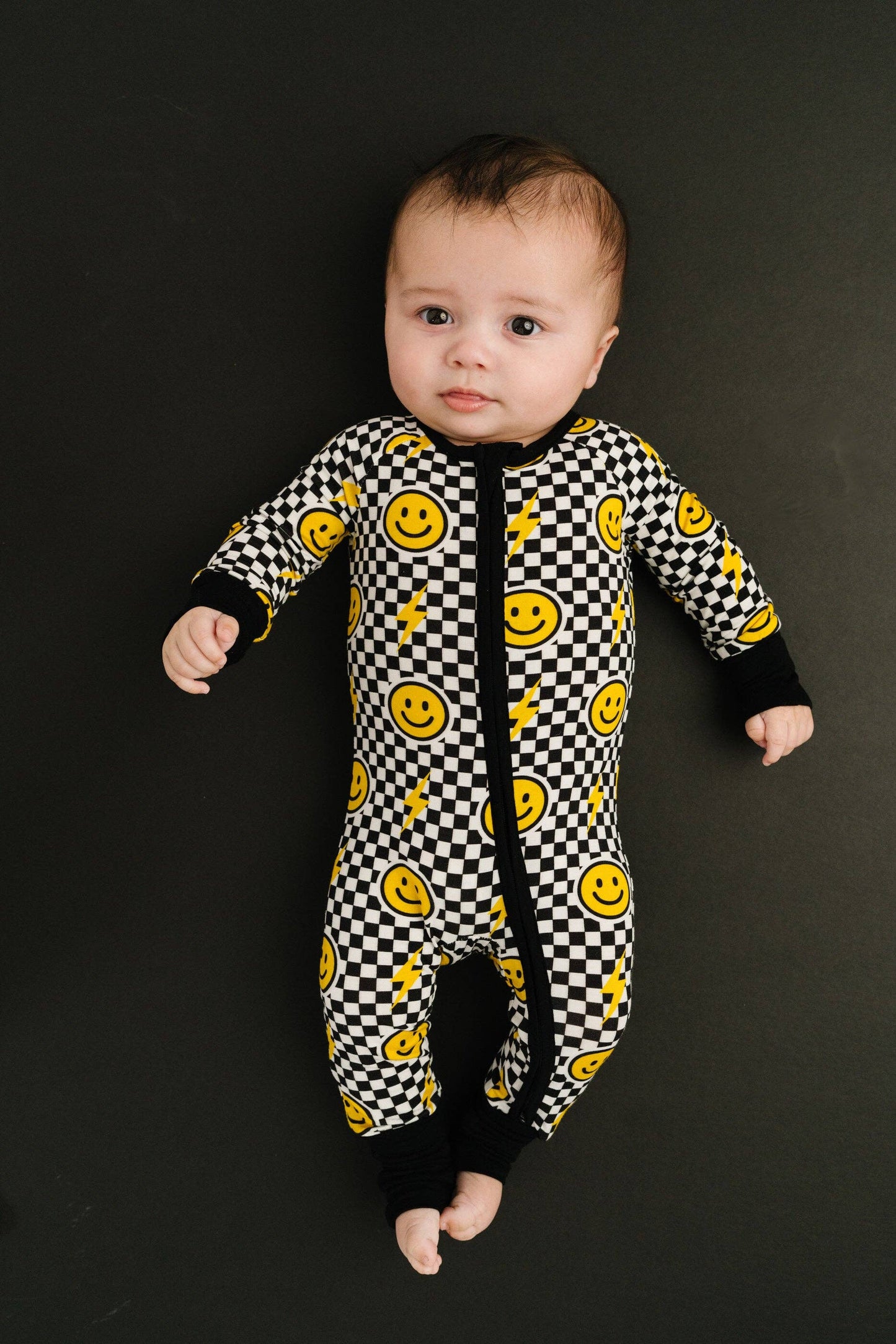 Black Bolt Check Bamboo Sleeper: 3-6M