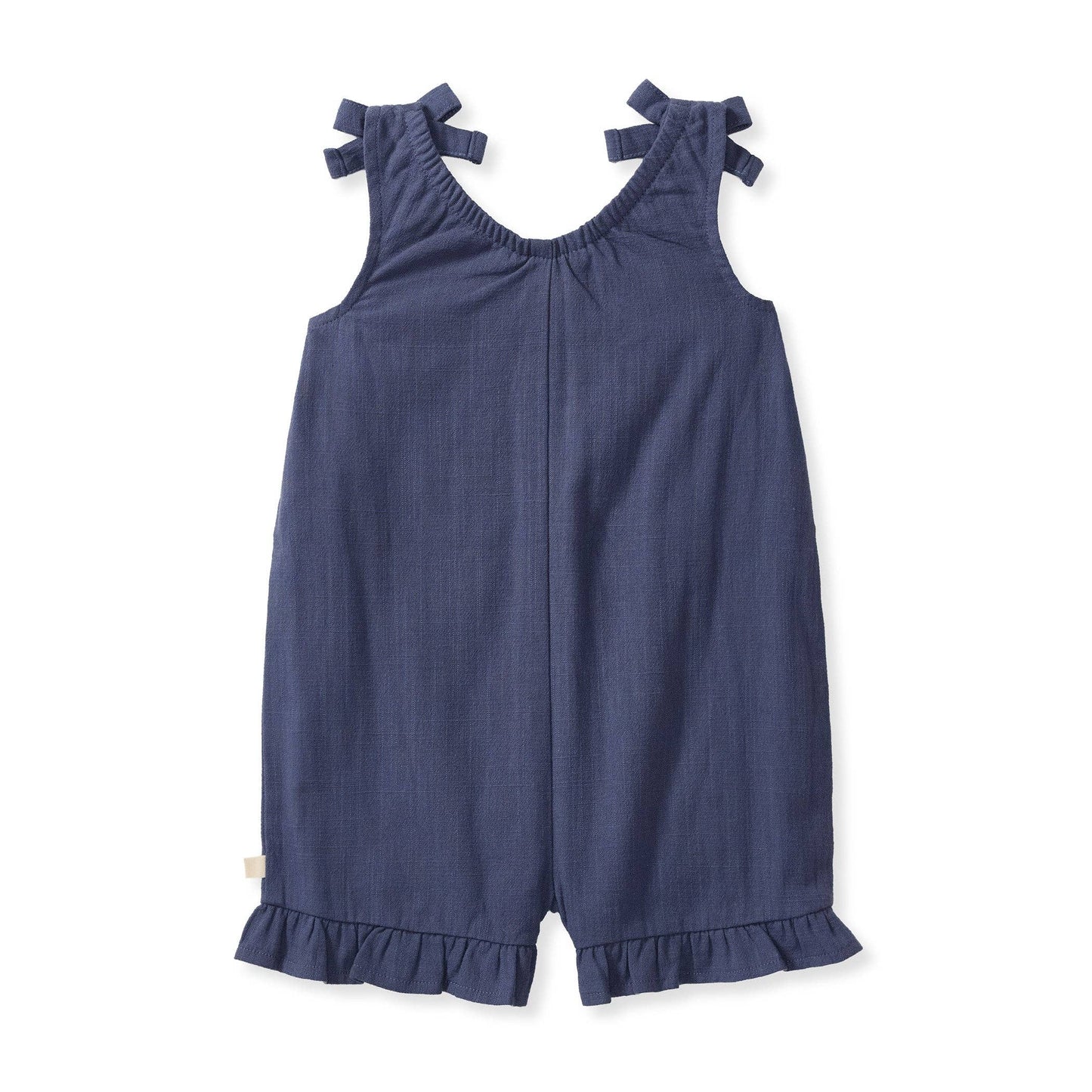 Check Gauze Blue Girl Romper - Blue Smoke: 3-6M