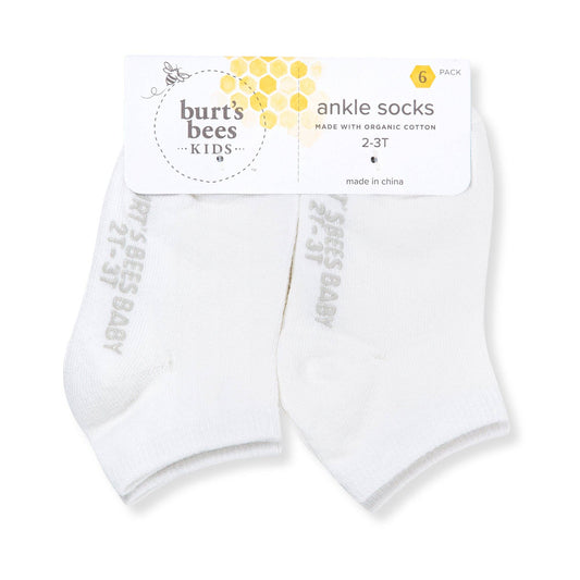 Set of 6 Solid Ankle Socks: Cloud / 4-5T