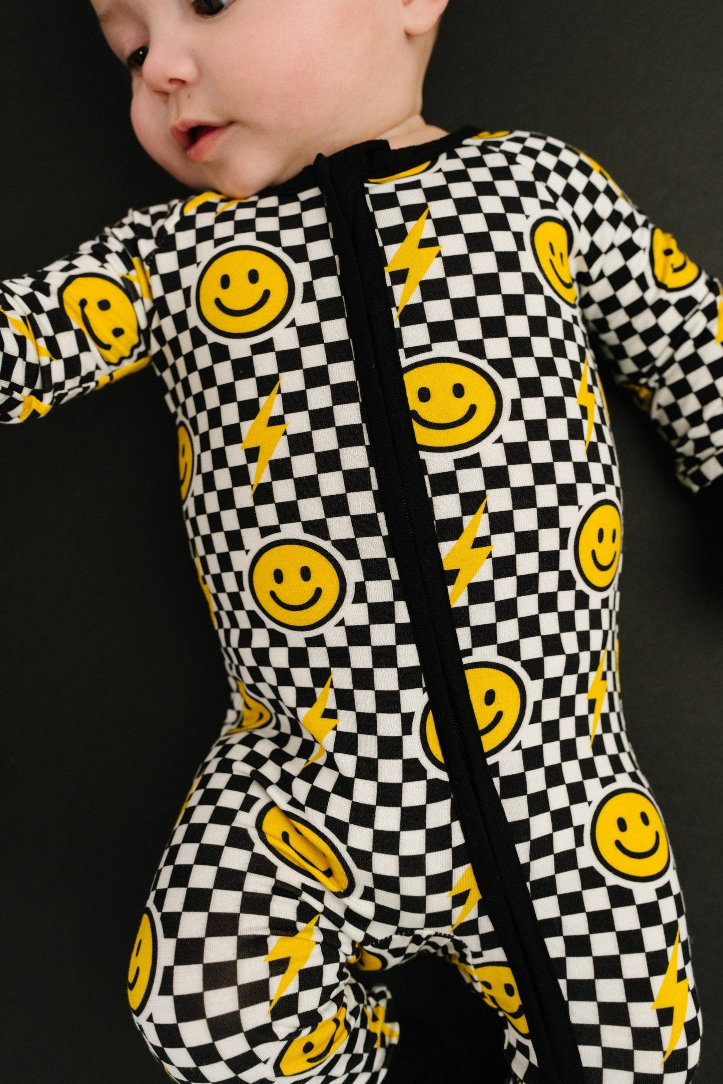 Black Bolt Check Bamboo Sleeper: 6-12M