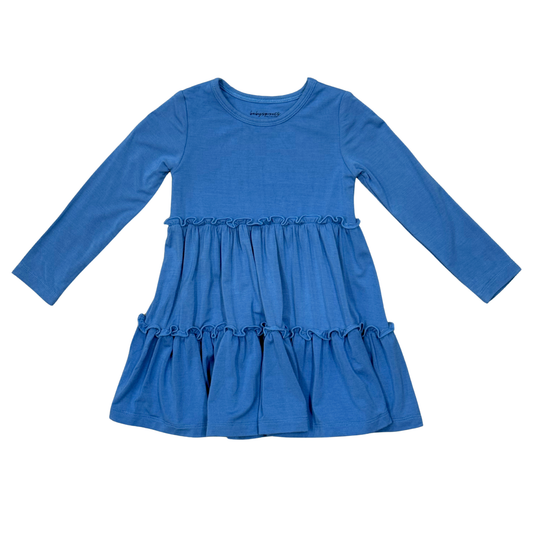 Babysprouts Girl's Long Sleeve Double Tiered Dress: Stonewash