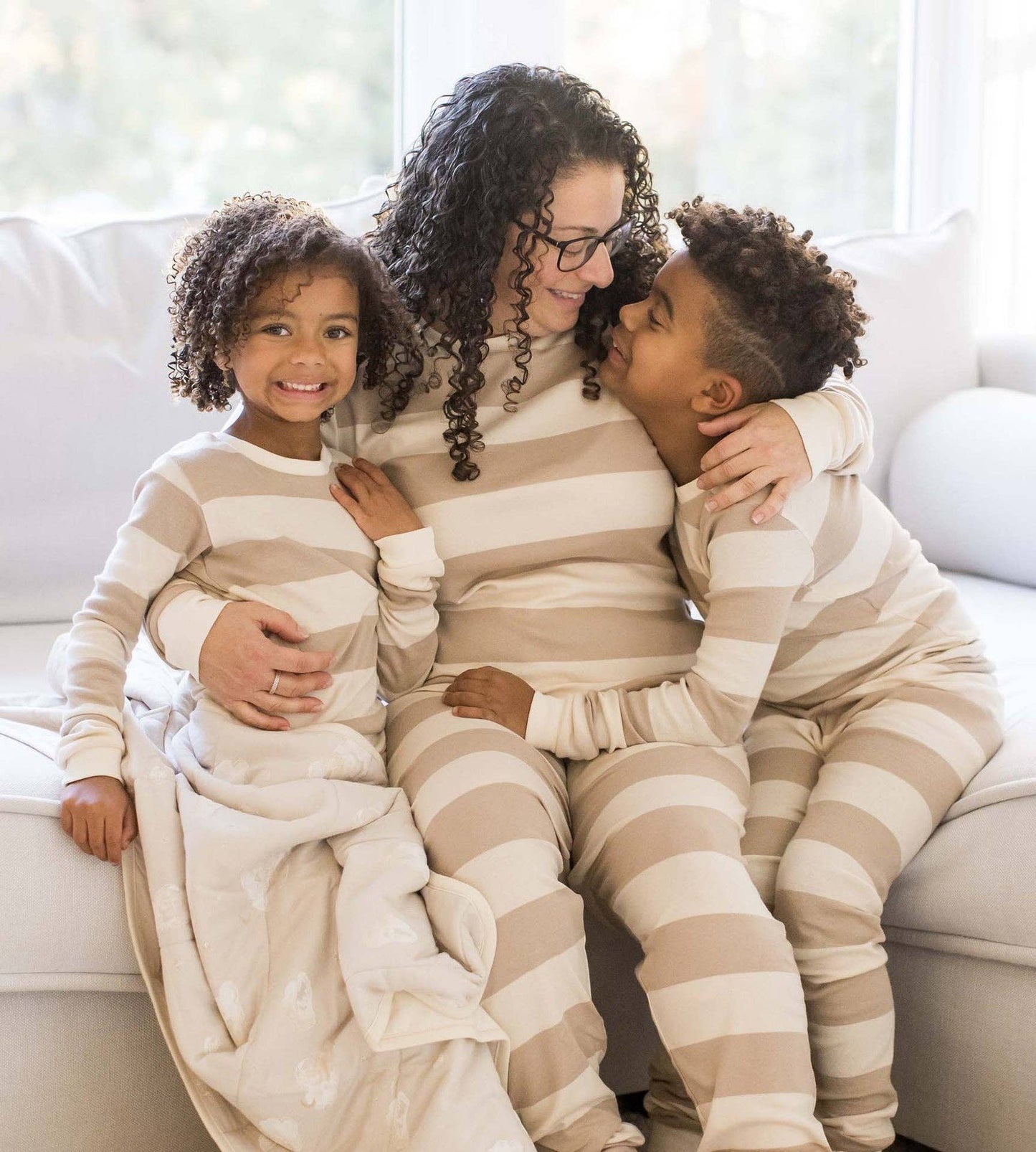 Mommy & Me Rugby Stripe Organic Cotton Sleep & Play - Oat: Oat / 0-3 Months
