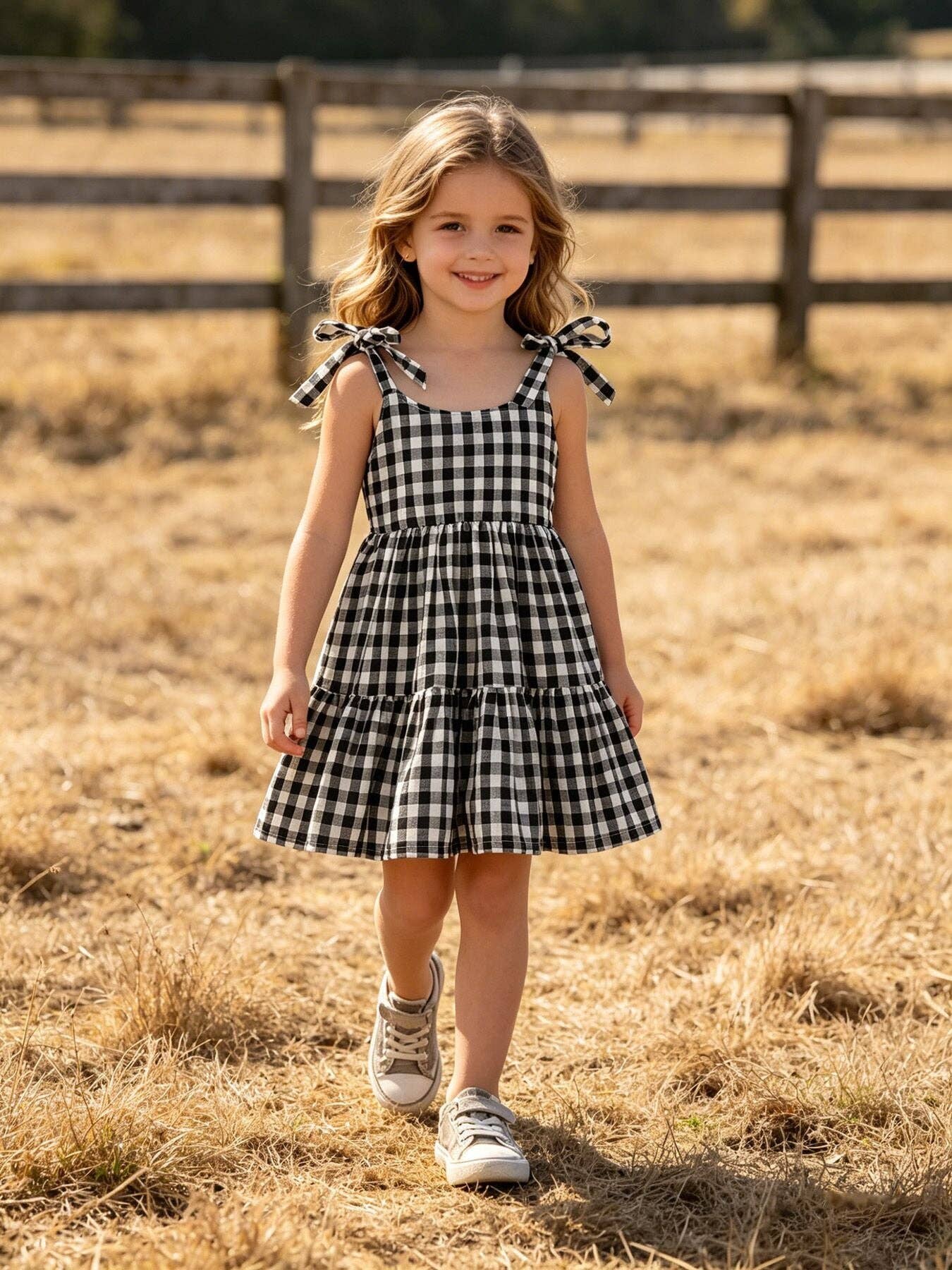Plaid Girl Smocked Ruffle Dress: 6