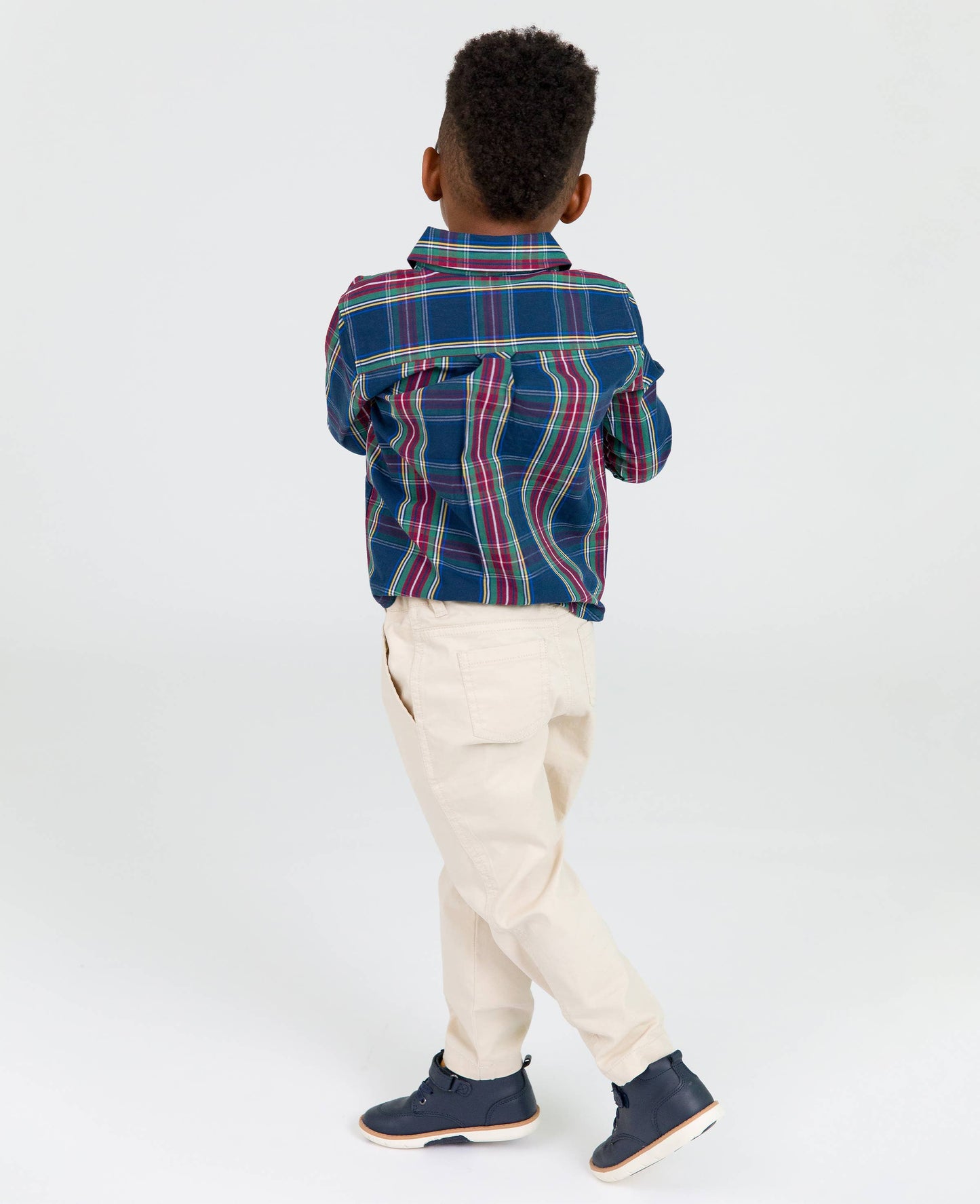 Boys Khaki Stretch Chino Pants: Off-White / 6-12m