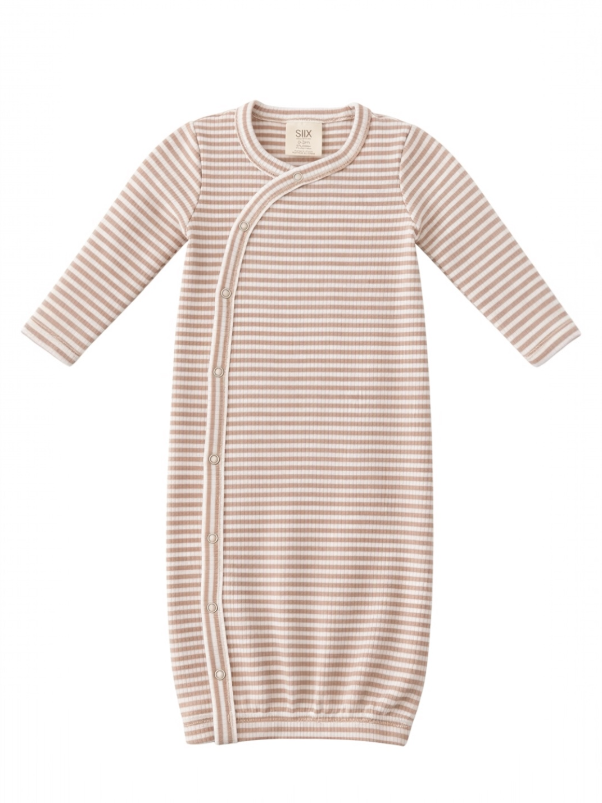 Tan Stripe / Ribbed Gown: 0-3M