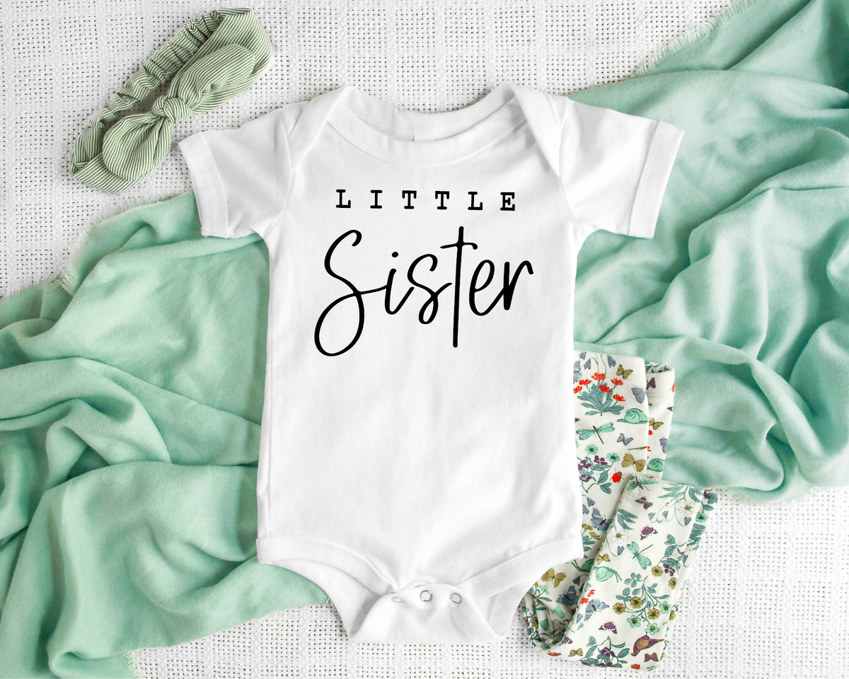 Little Sister Pregnancy & Gender Reveal Onesie: NEWBORN