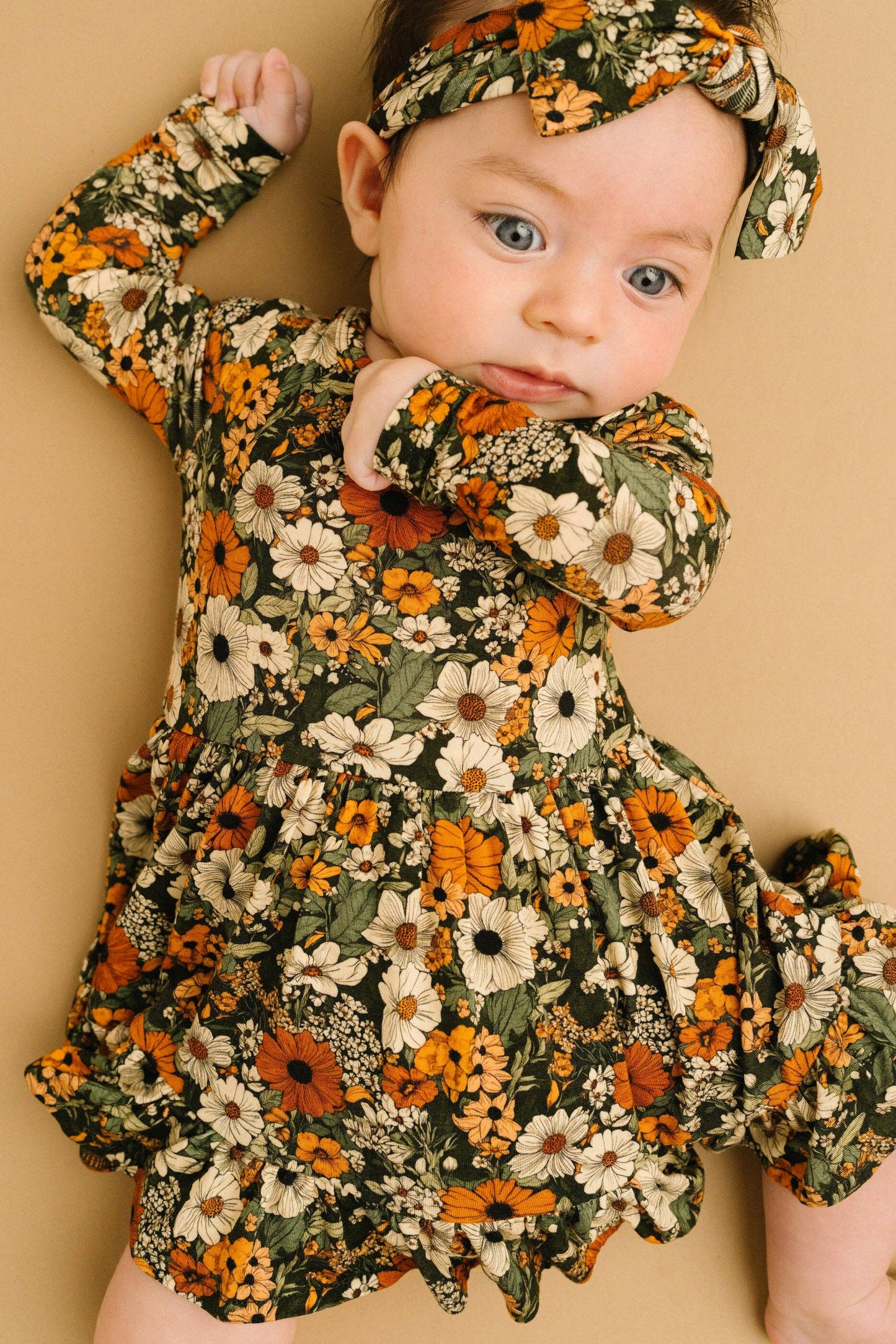 Rustic Blooms Long Sleeve Bodysuit Bamboo Dress