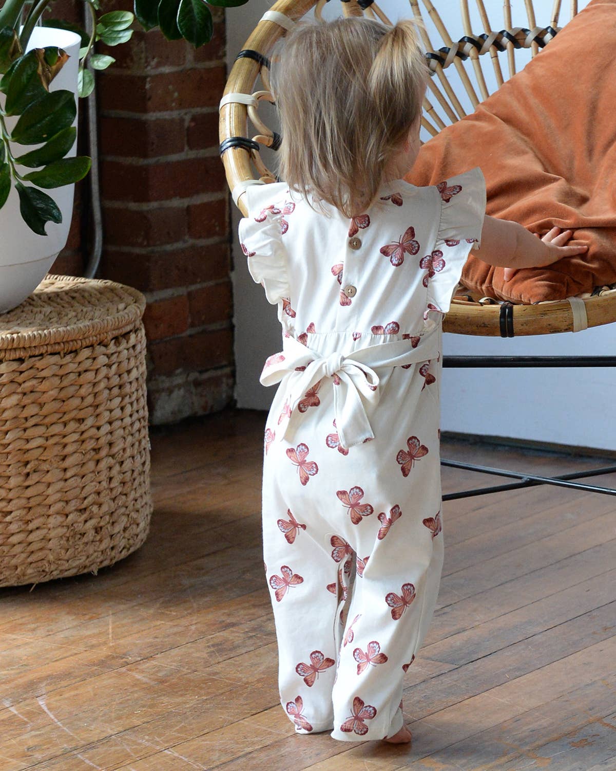 Baby Spring Flutter Long Romper- Butterflies: 12-18m