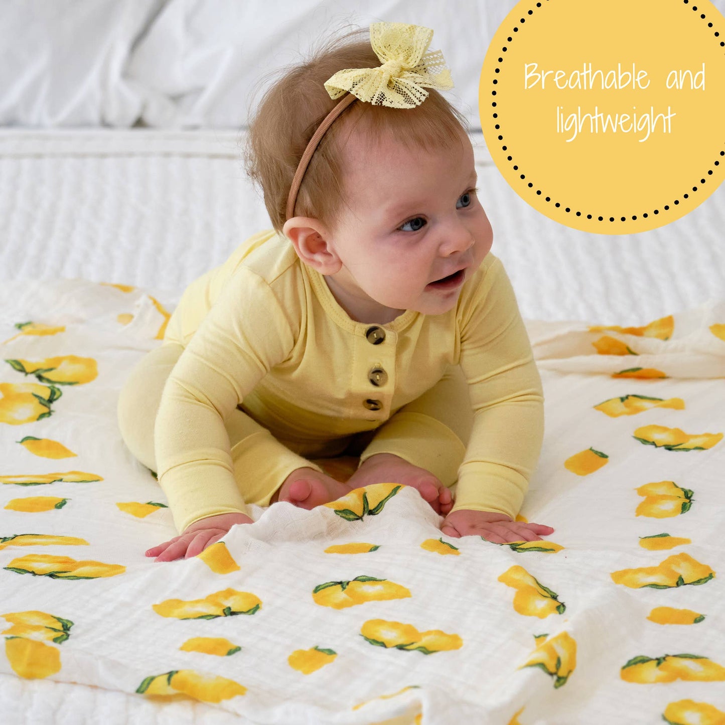 Baby Muslin Swaddle Blanket 47x47 Lemons