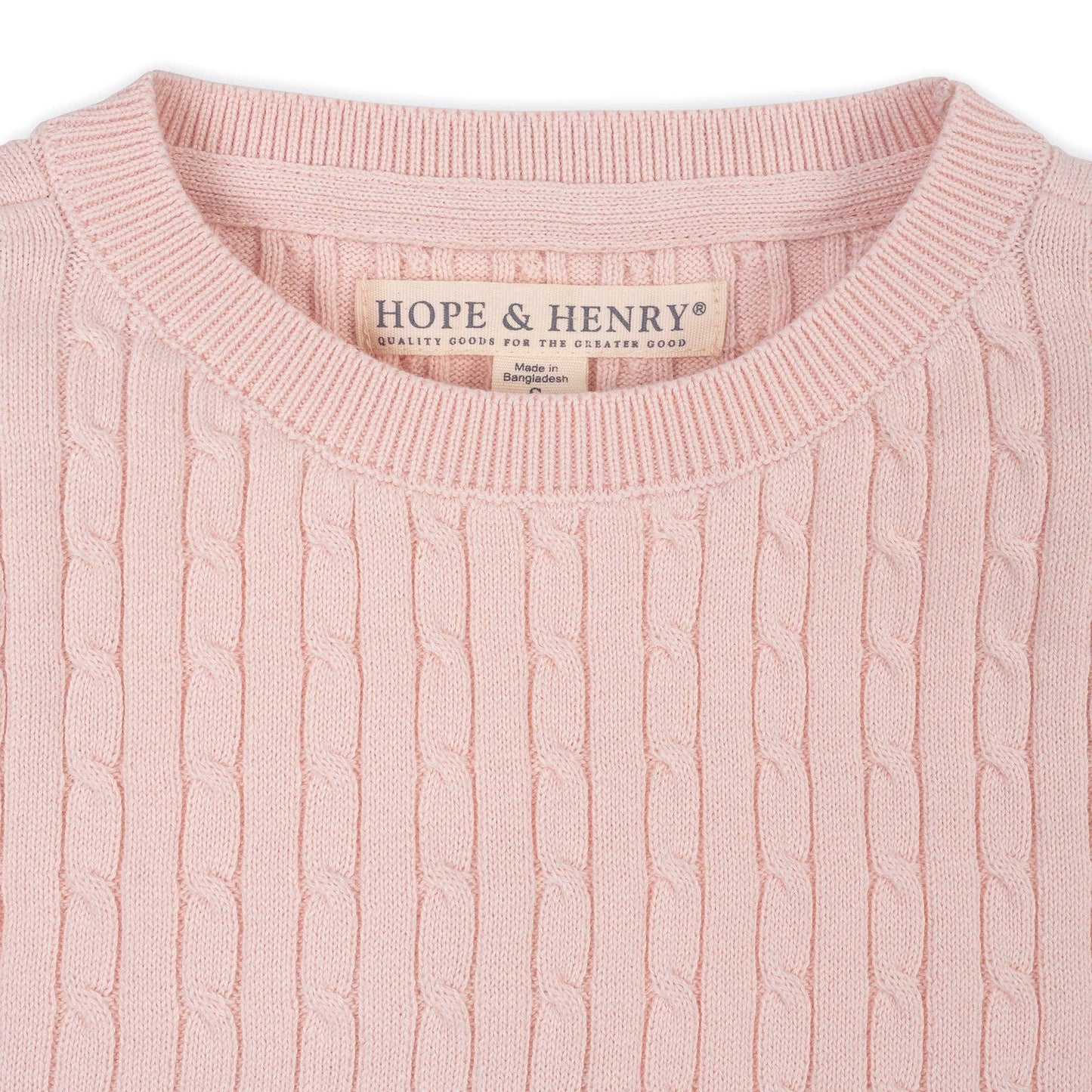 Organic Short Sleeve Cable Sweater: Pale Pink