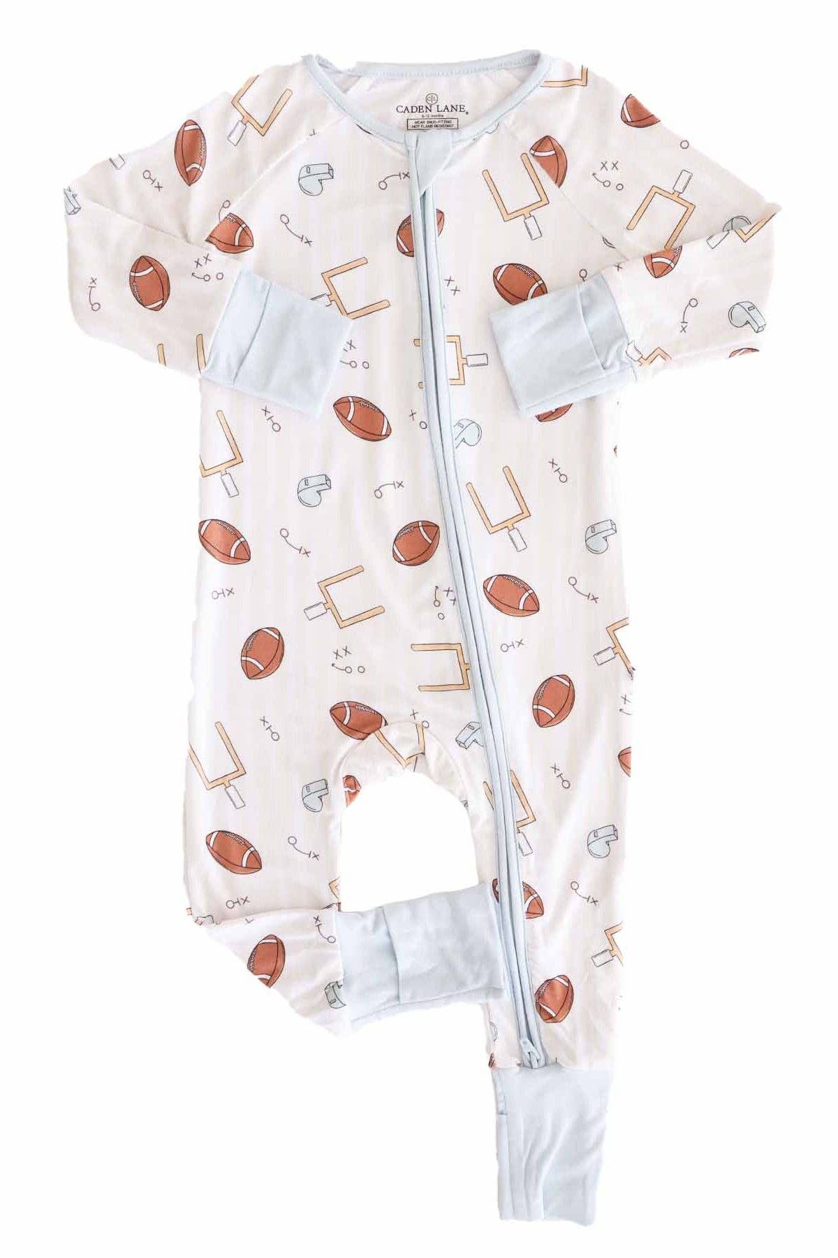 Tiny Touchdowns Convertible Zip Romper | Neutral: 3-6 months
