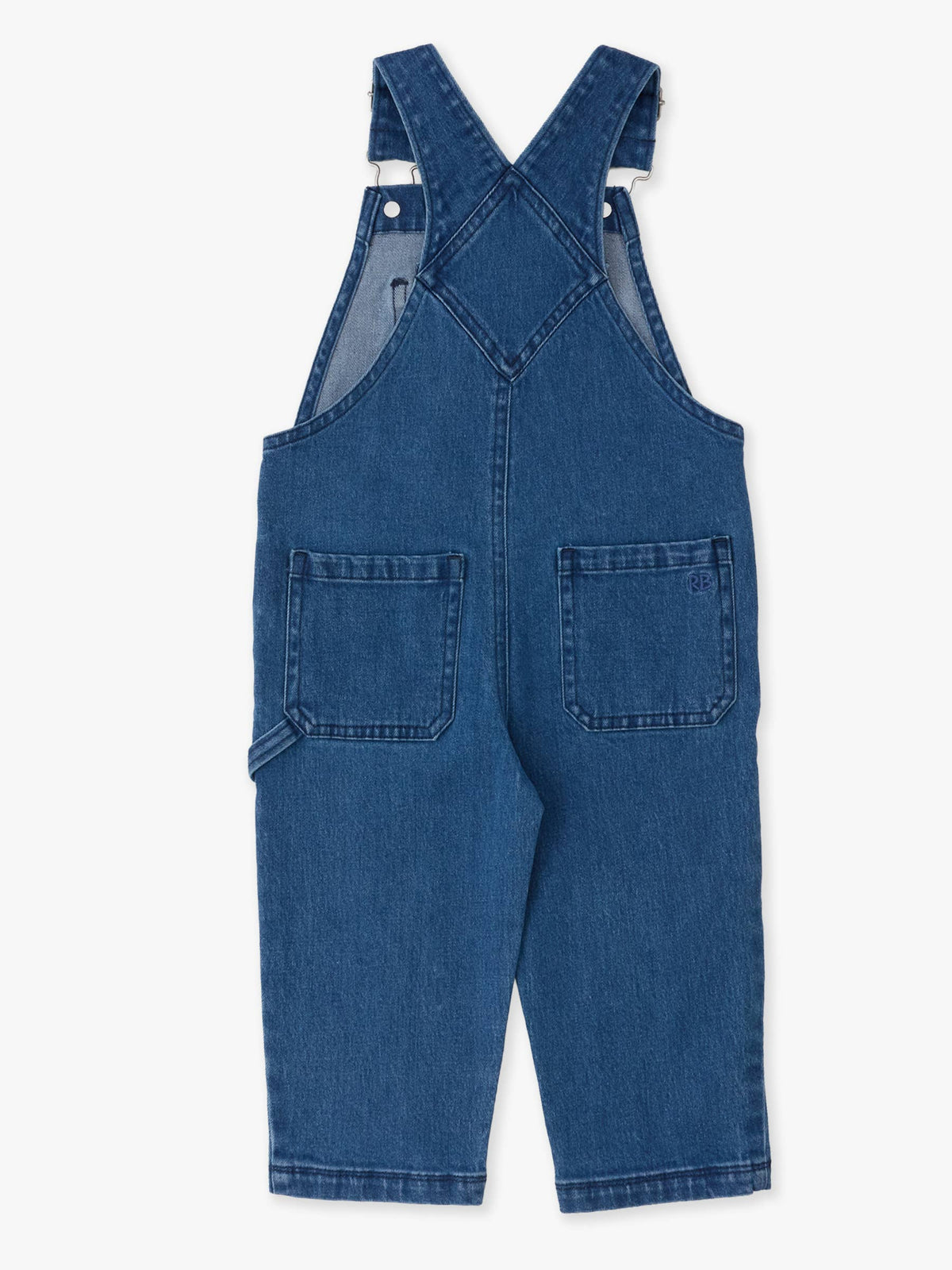 Medium Wash Stretch Denim Overalls: Blue