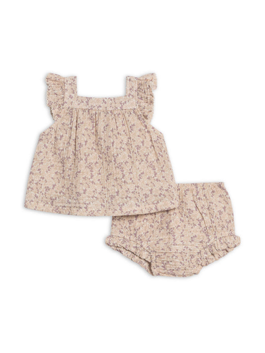 Colette Muslin Tank and Bloomer Set - Vionna Floral / Shell + Fog