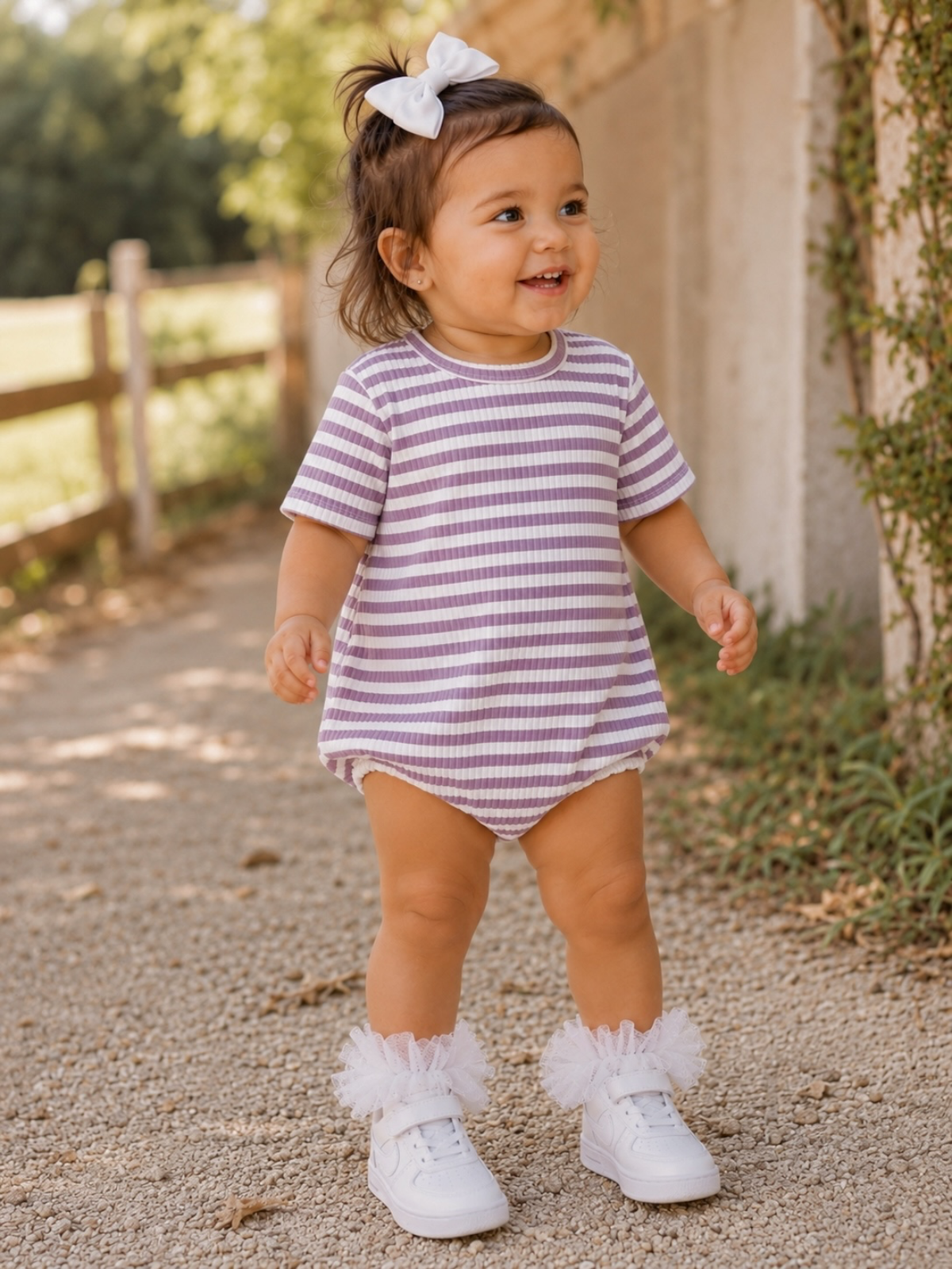 Violet Stripe / Ribbed T-Shirt Bubble