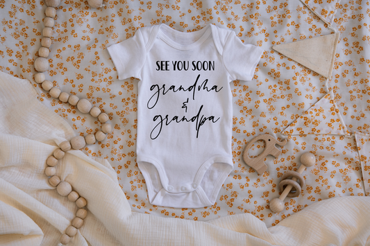 See You Soon Grandma & Grandpa Pregnancy Announcement Onesie: 3-6 MONTHS