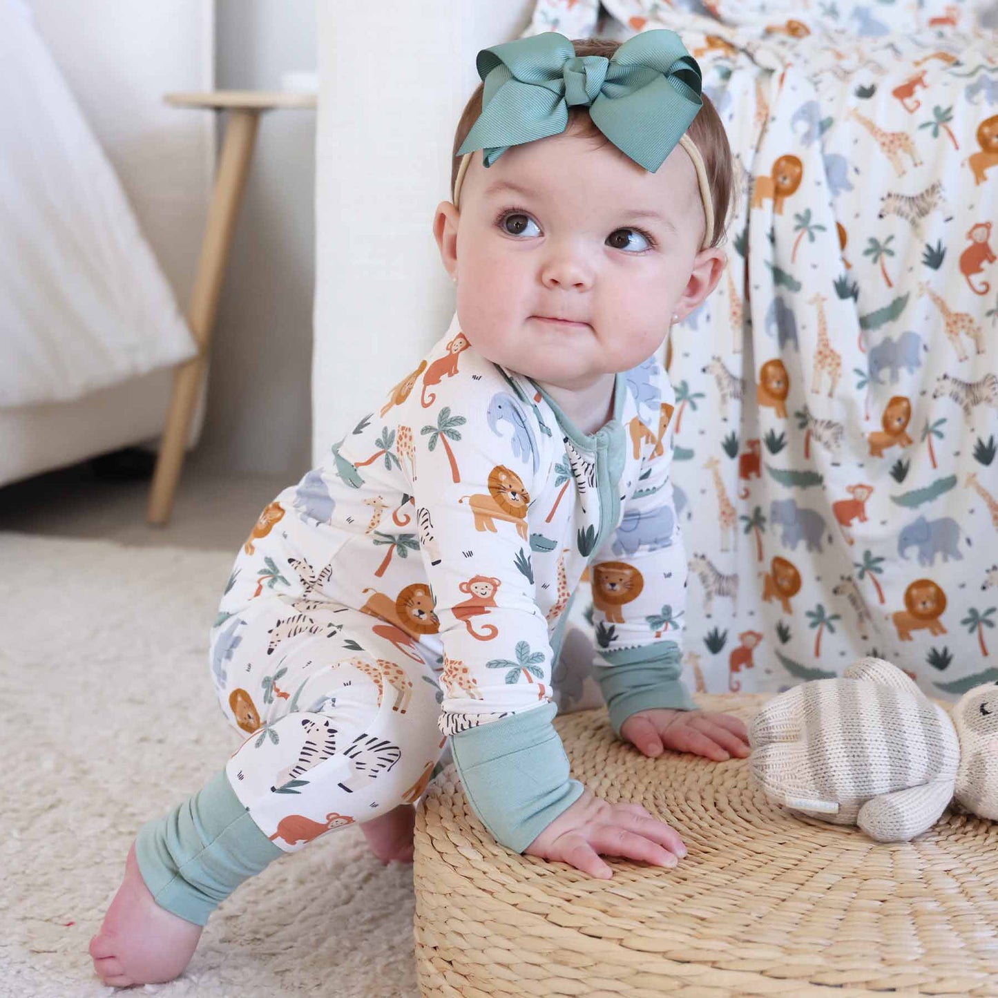 Safari Snuggles Convertible Zip Romper: 3-6 months