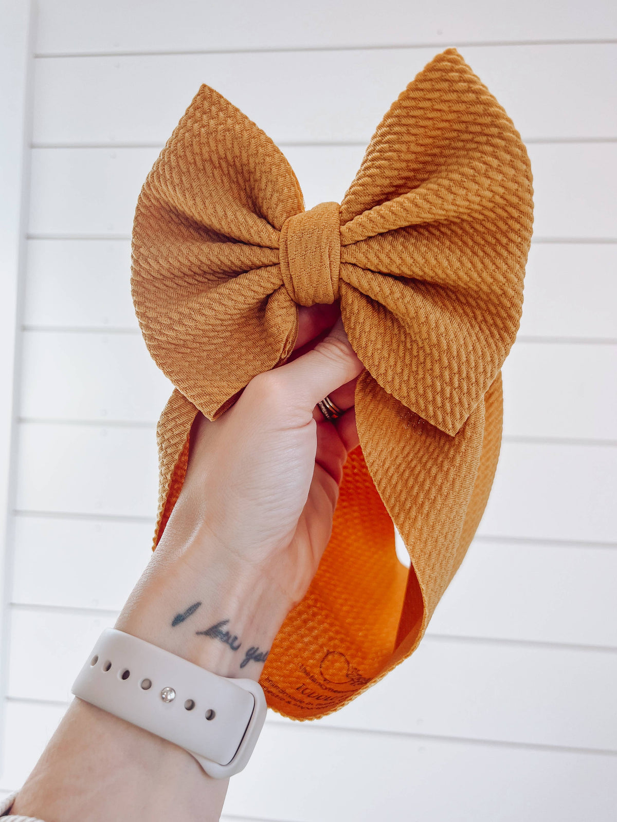 Carmel Bullet Bow + Headwrap  : NEWBORN HEADWRAP (5INCH BOW) BEST FITS 0-3M