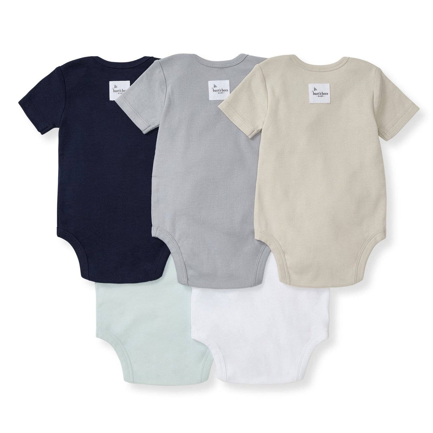 Solid Organic Cotton Short Sleeve Baby Bodysuits 5 Pack - Midnight: Midnight / 12 Months
