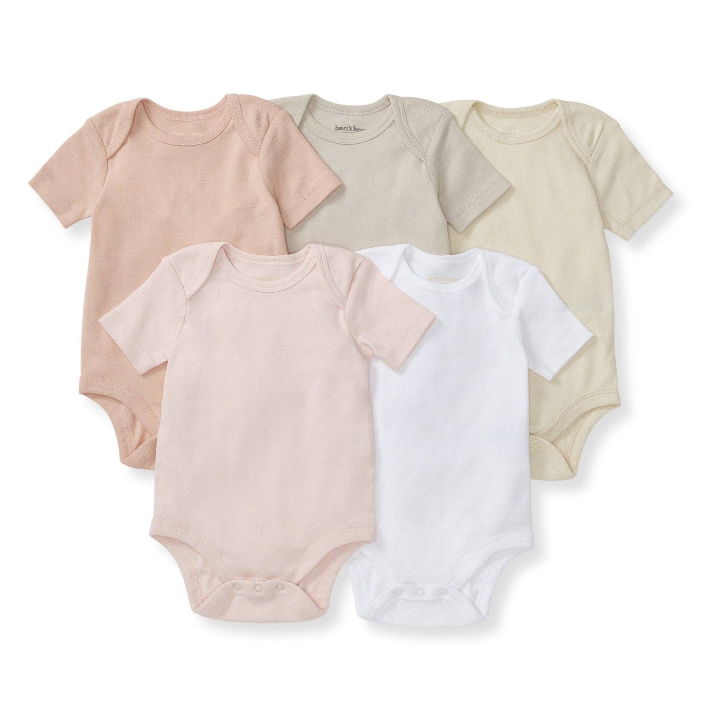 Solid Organic Cotton Short Sleeve Baby Bodysuits 5 Pack - Pink Sand: Pink Sand / 18 Months
