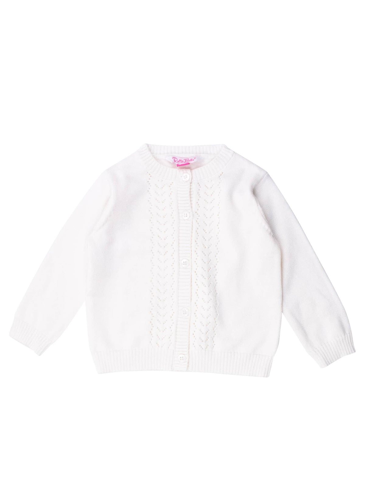 Girls Soft White Lightweight Pointelle Cardigan