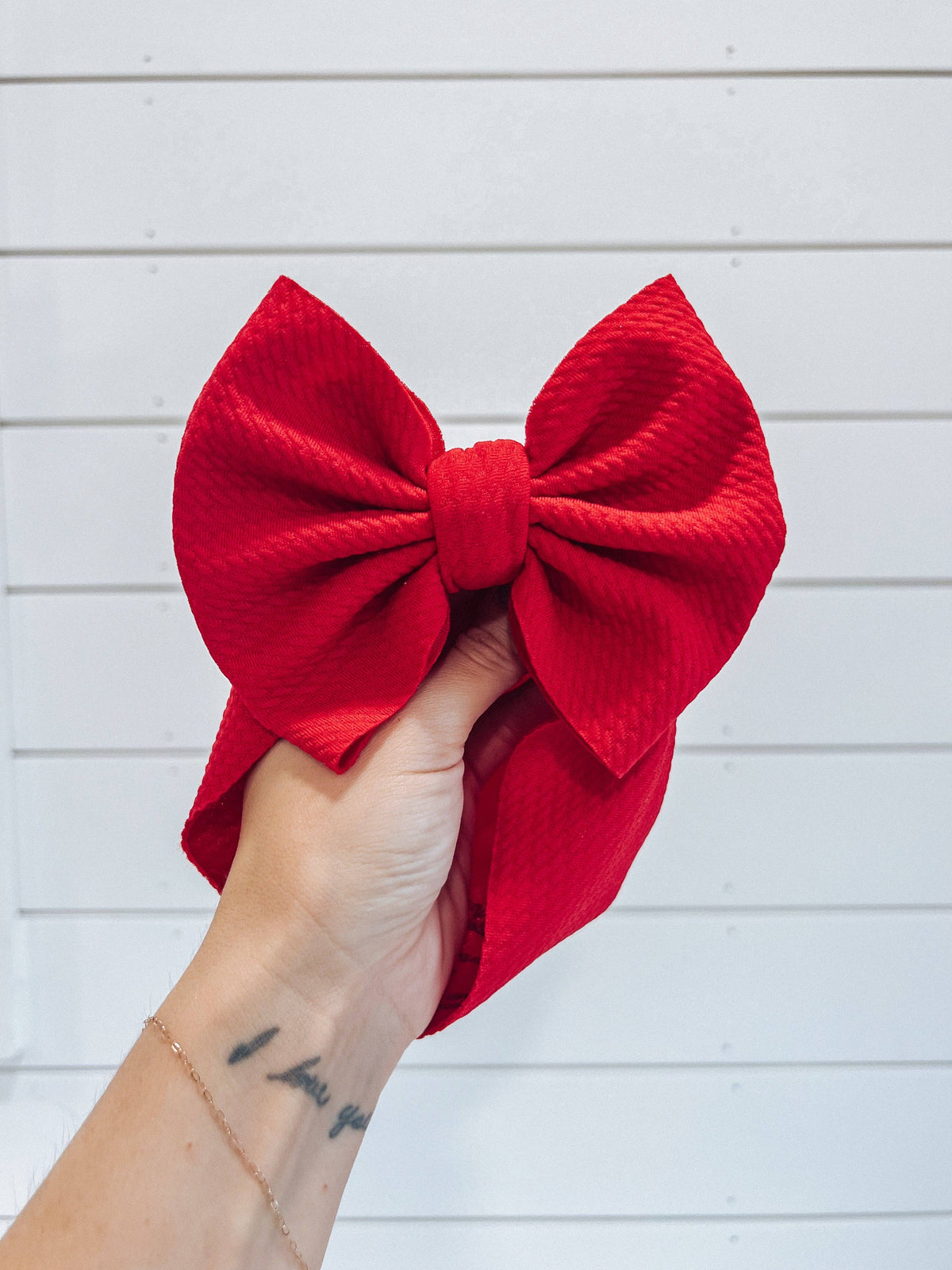 Red Bullet Bow + Headwrap  : NEWBORN HEADWRAP (5INCH BOW) BEST FITS 0-3M