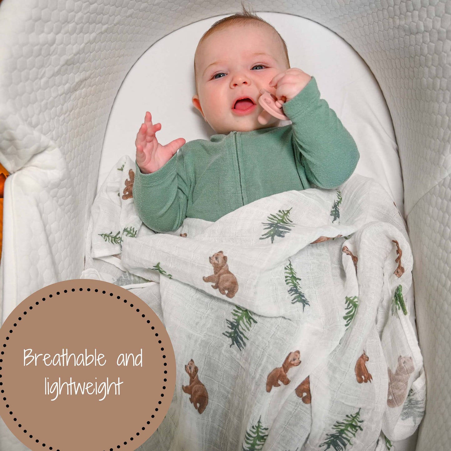 Baby Muslin Swaddle Blanket 47x47 Baby Bear