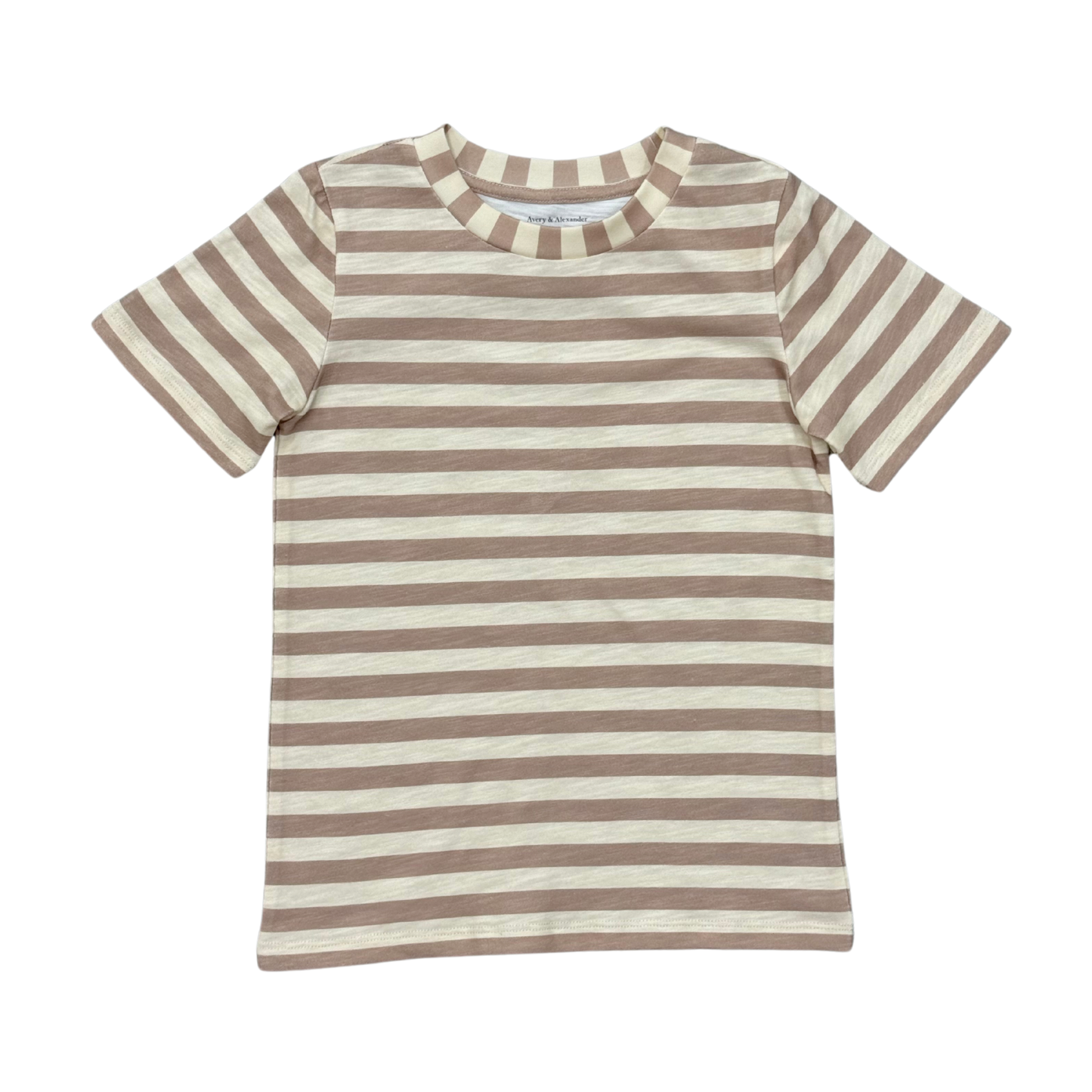 Avery & Alexander Short Sleeve Tee: Taupe Stripe