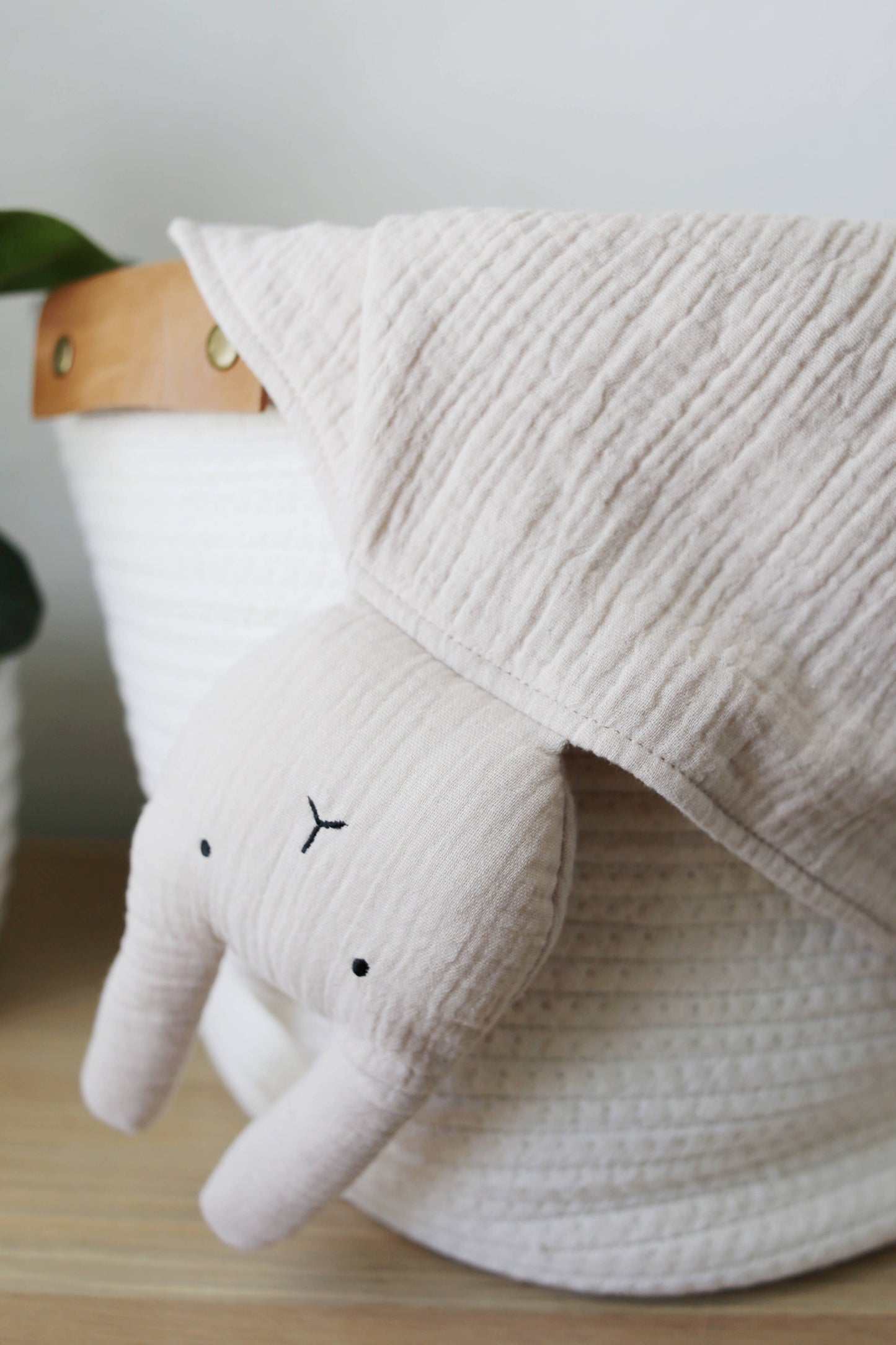 Organic Cotton Muslin Natural Sand Bunny Lovey Blanket