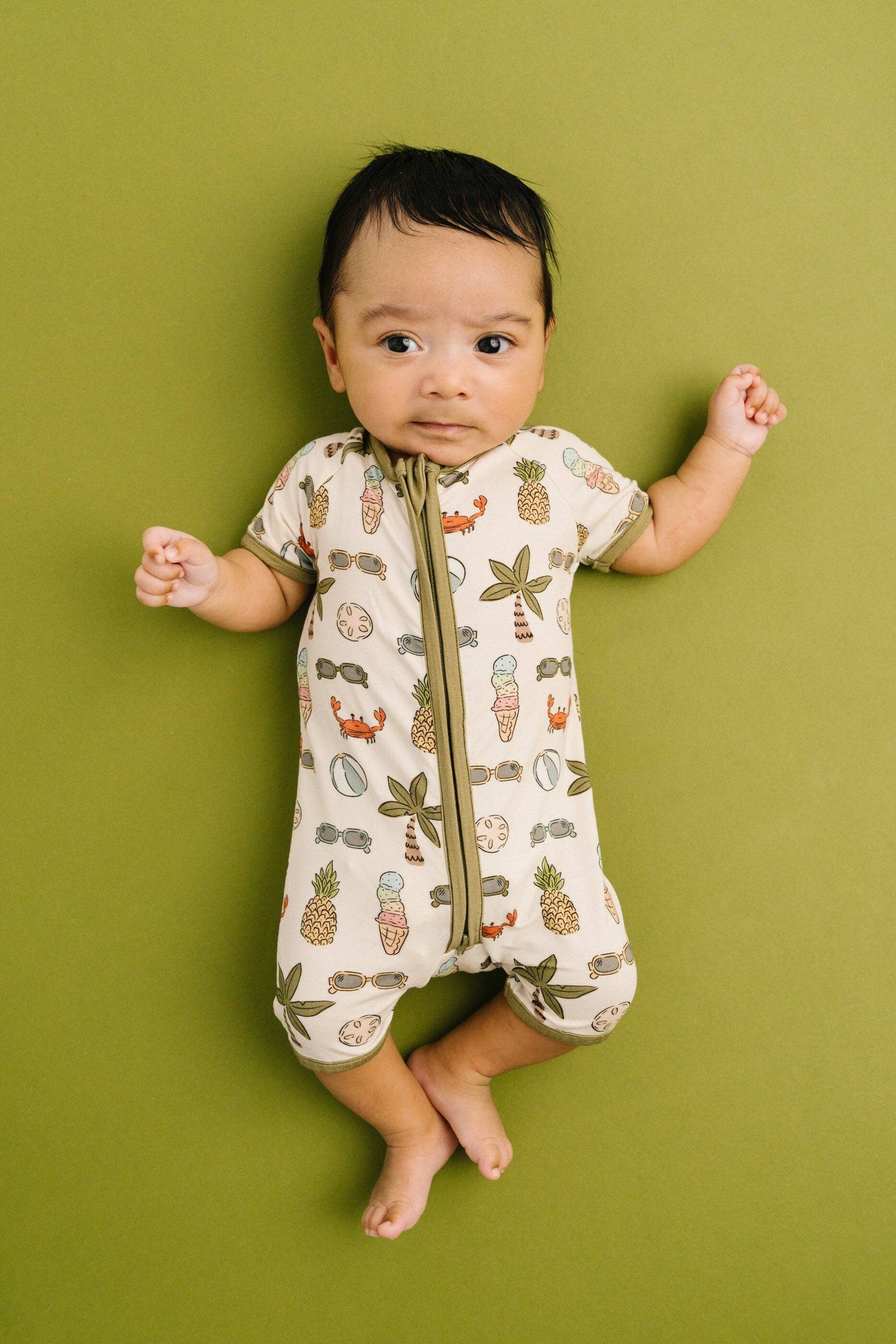 Beach Day Bamboo Short Romper: 3-6M