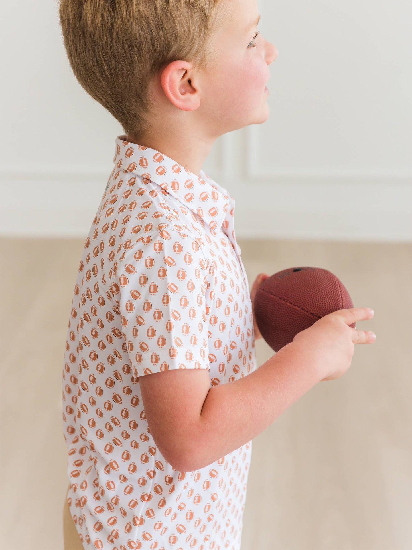 Boys Football Frenzy Knit Short Sleeve Performance Polo: White / 18-24m