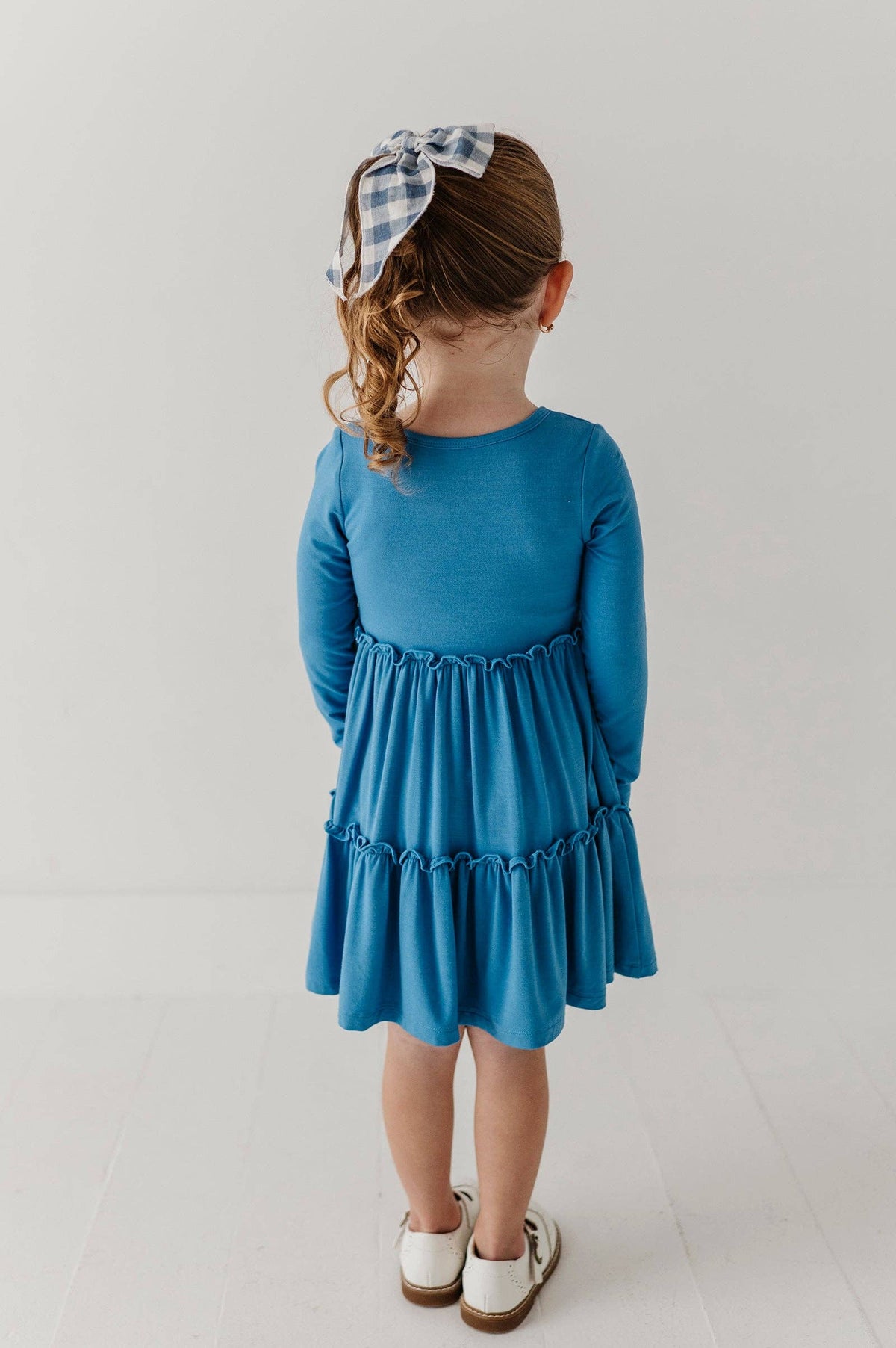 Babysprouts Girl's Long Sleeve Double Tiered Dress: Stonewash