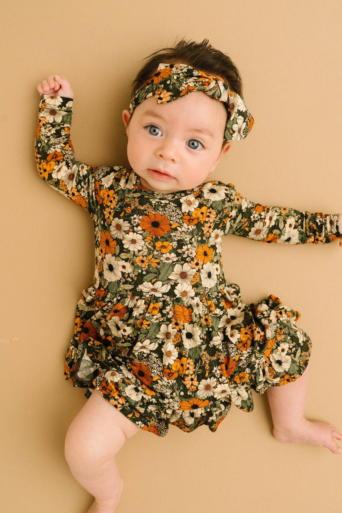 Rustic Blooms Long Sleeve Bodysuit Bamboo Dress
