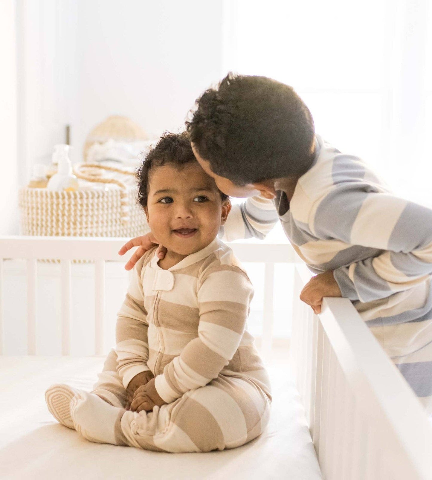 Mommy & Me Rugby Stripe Organic Cotton Sleep & Play - Oat: Oat / 6-9 Months
