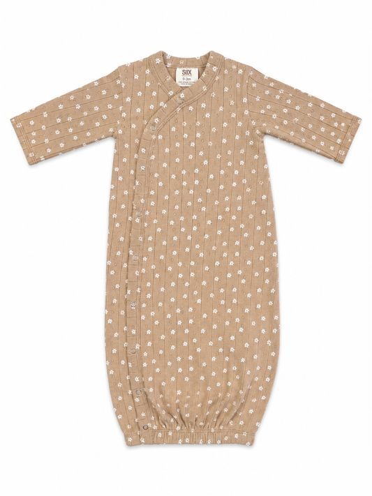 Almond Bloom / Organic Pointelle Gown: 0 - 3 mo.