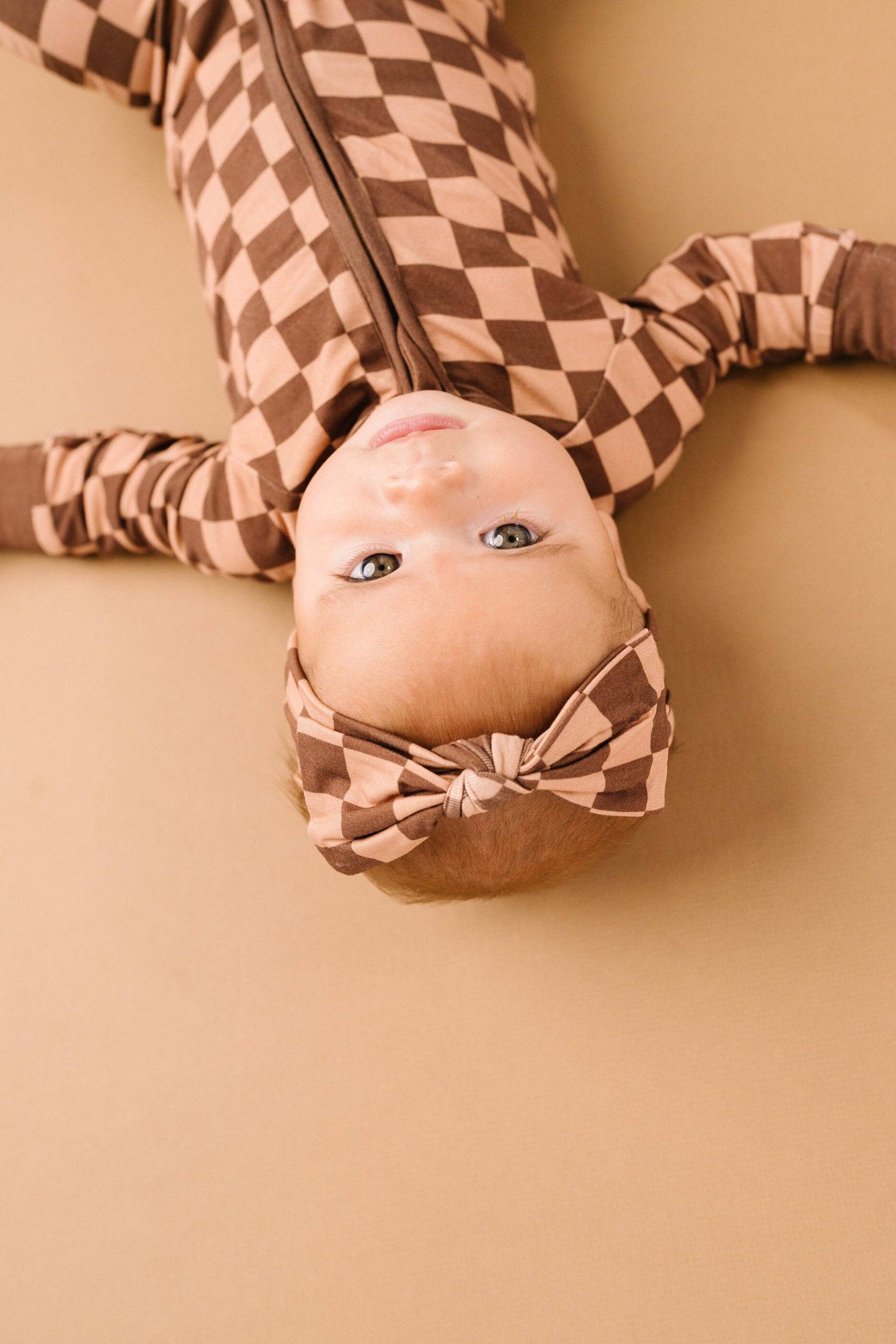 Espresso Checkered Bamboo Sleeper: Newborn
