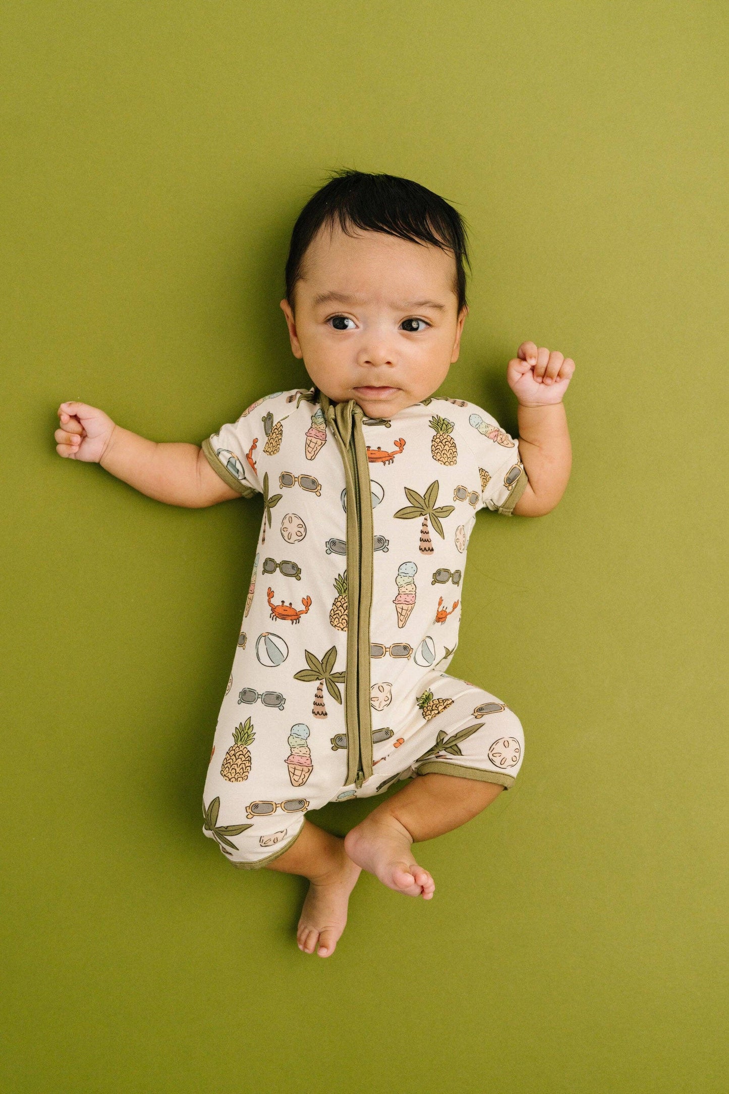 Beach Day Bamboo Short Romper: 3-6M
